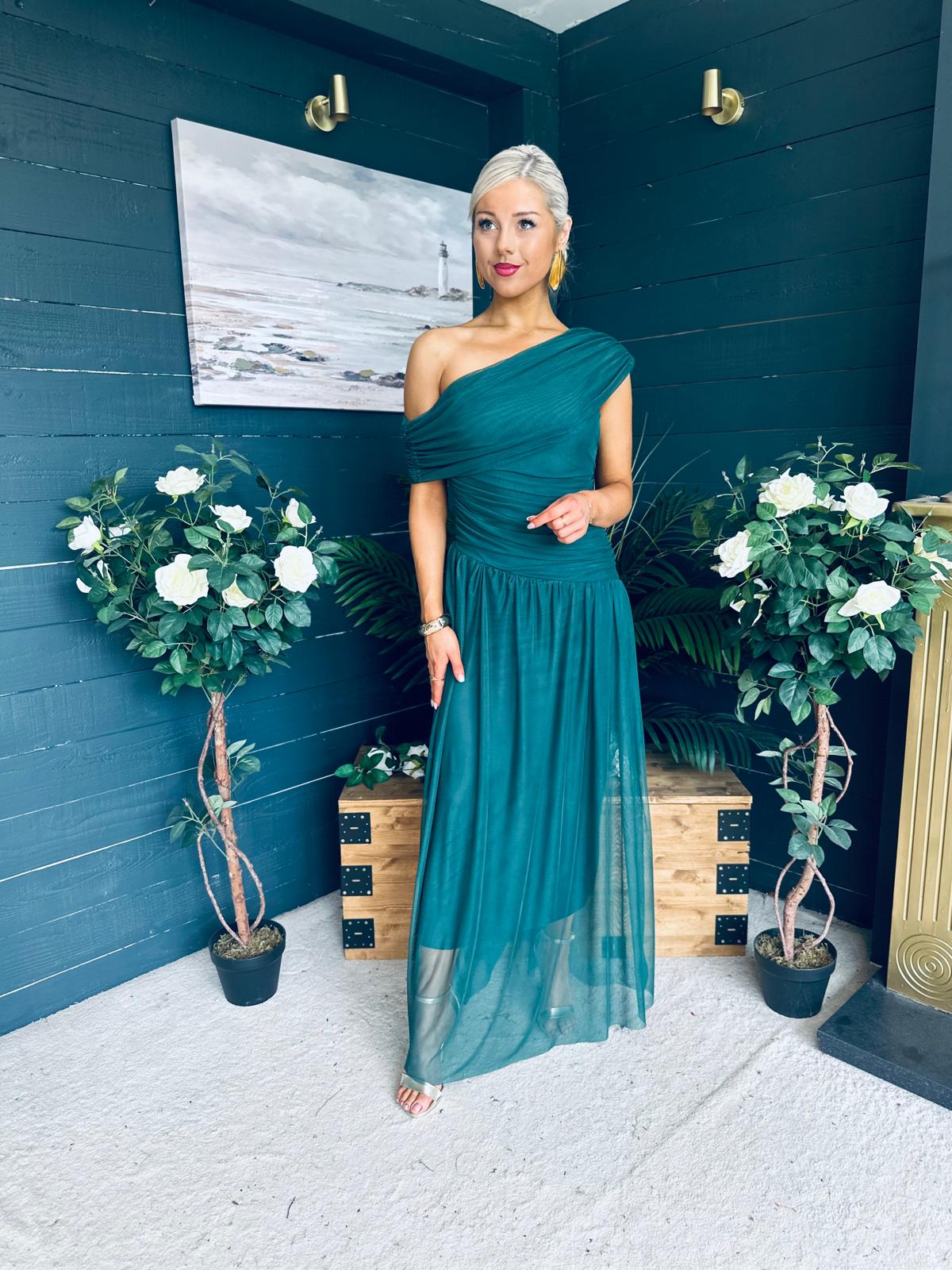 Vienna Occasion Maxi Mech Dress Forest