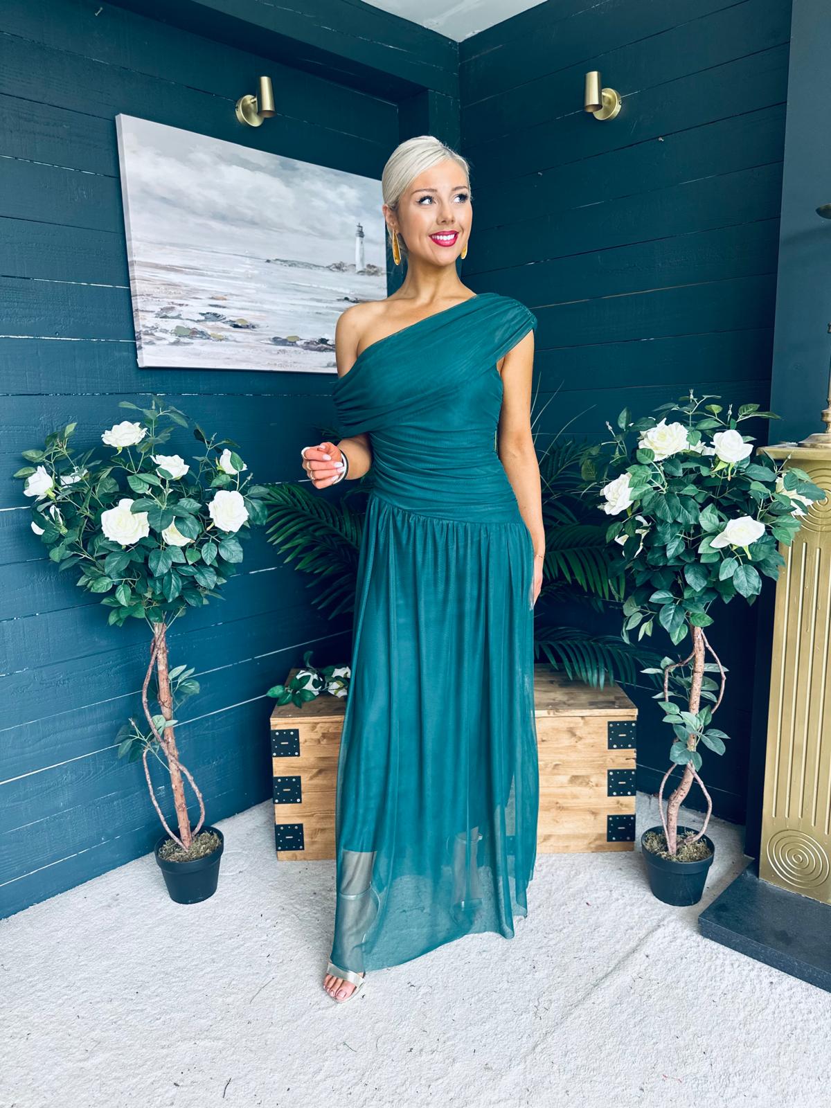 Vienna Occasion Maxi Mech Dress Forest