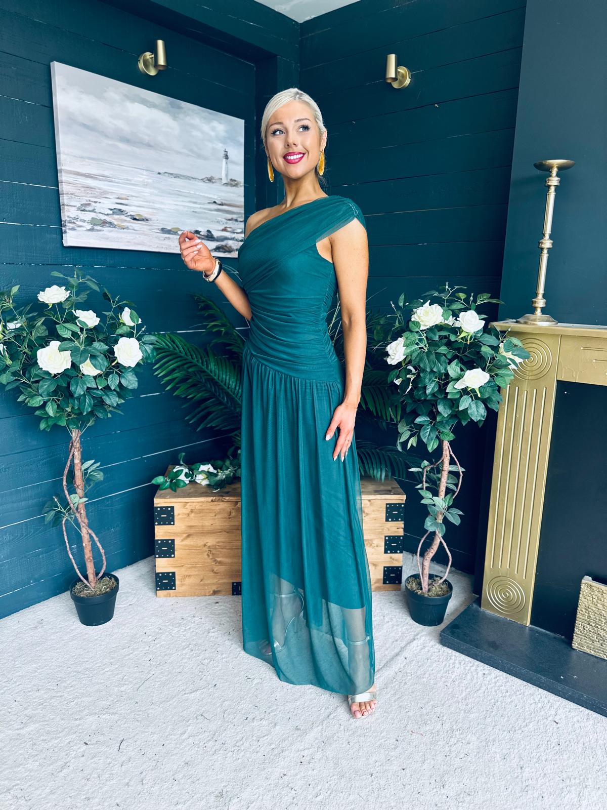 Vienna Occasion Maxi Mech Dress Forest