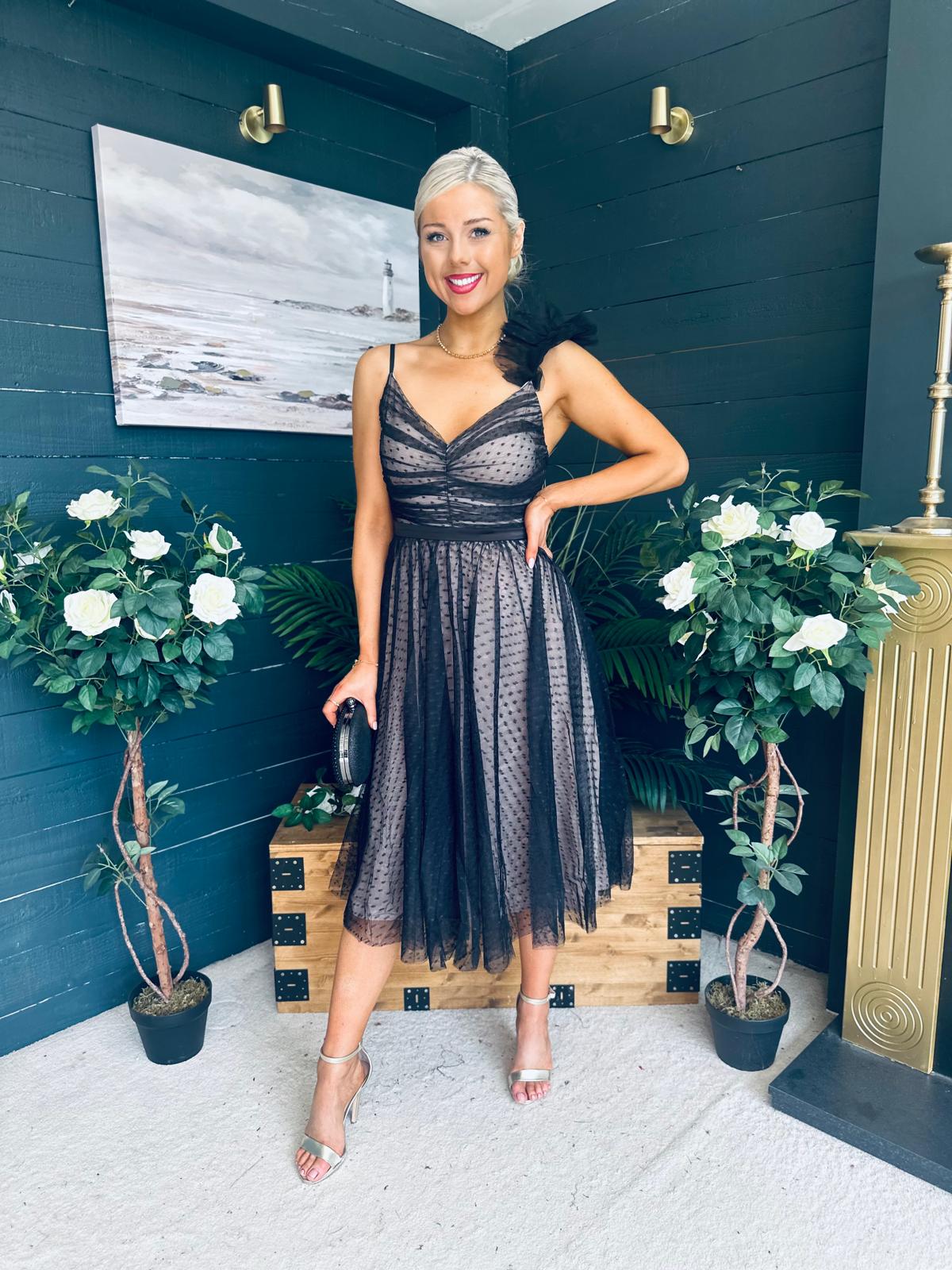 Dolly Occasion Tulle Midi Dress Black