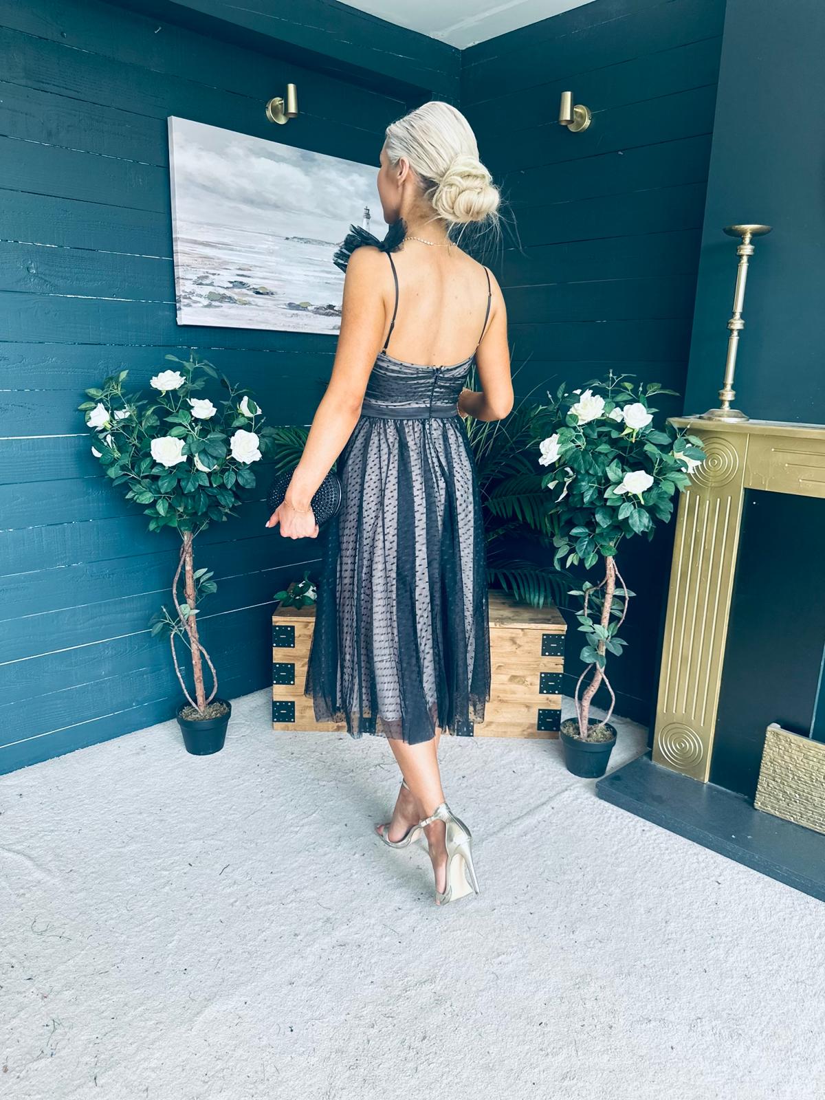 Dolly Occasion Tulle Midi Dress Black