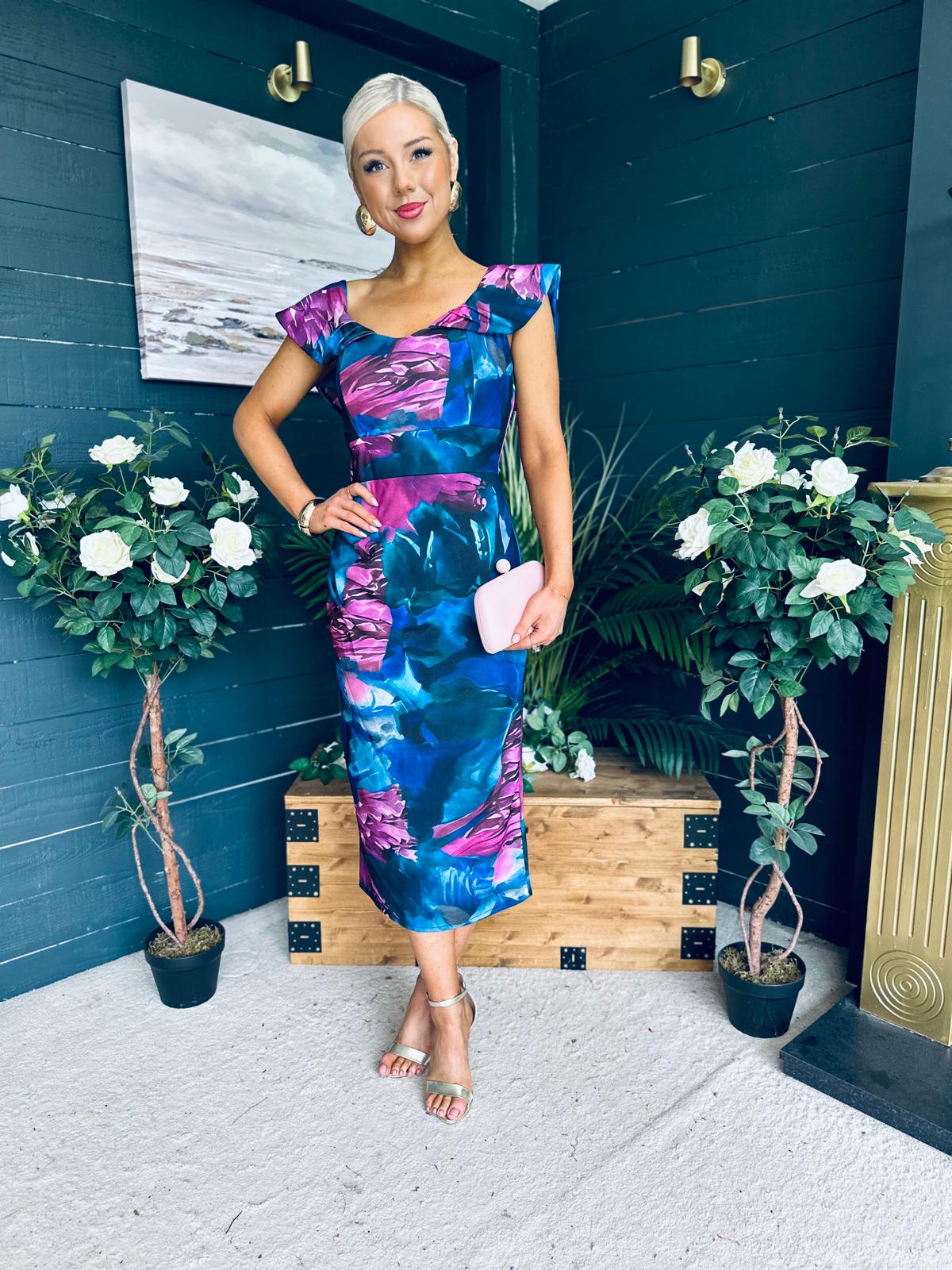 Jasmin Detailed Midi Dress Navy