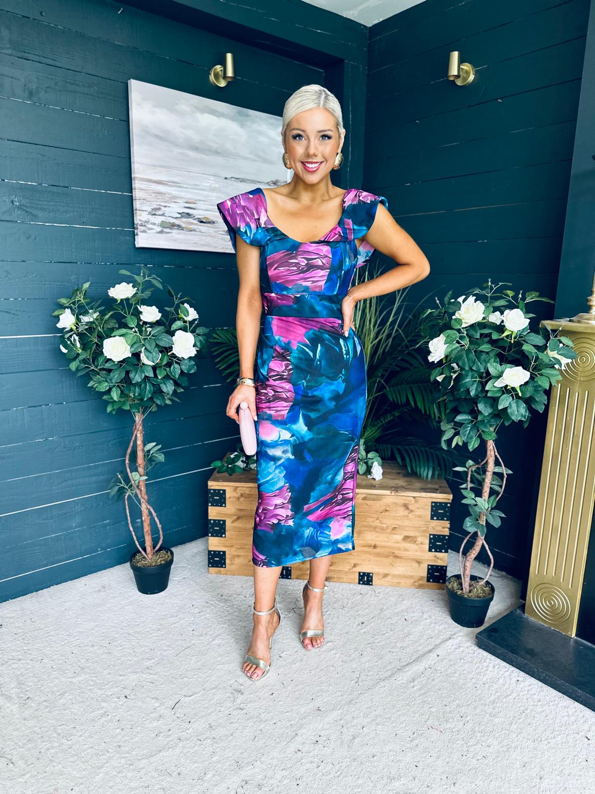 Jasmin Detailed Midi Dress Navy