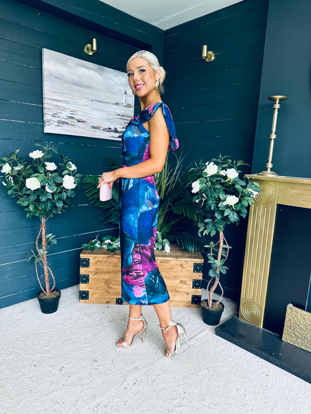 Jasmin Detailed Midi Dress Navy