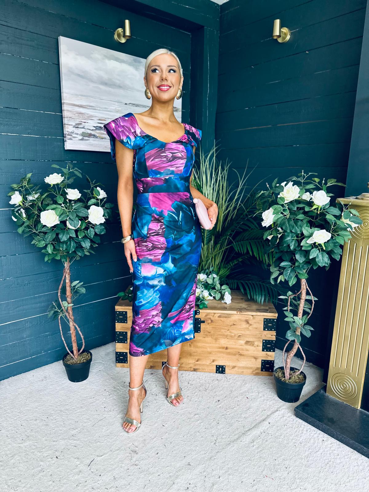Jasmin Detailed Midi Dress Navy