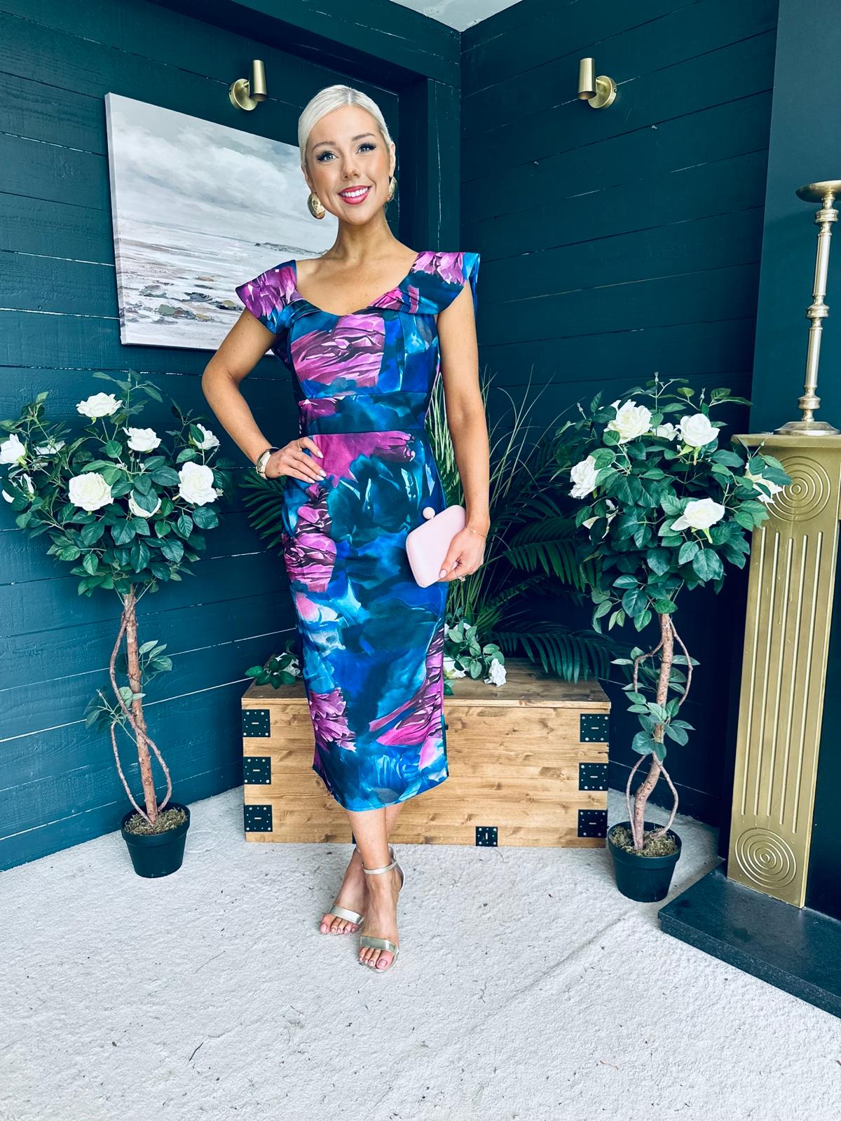 Jasmin Detailed Midi Dress Navy