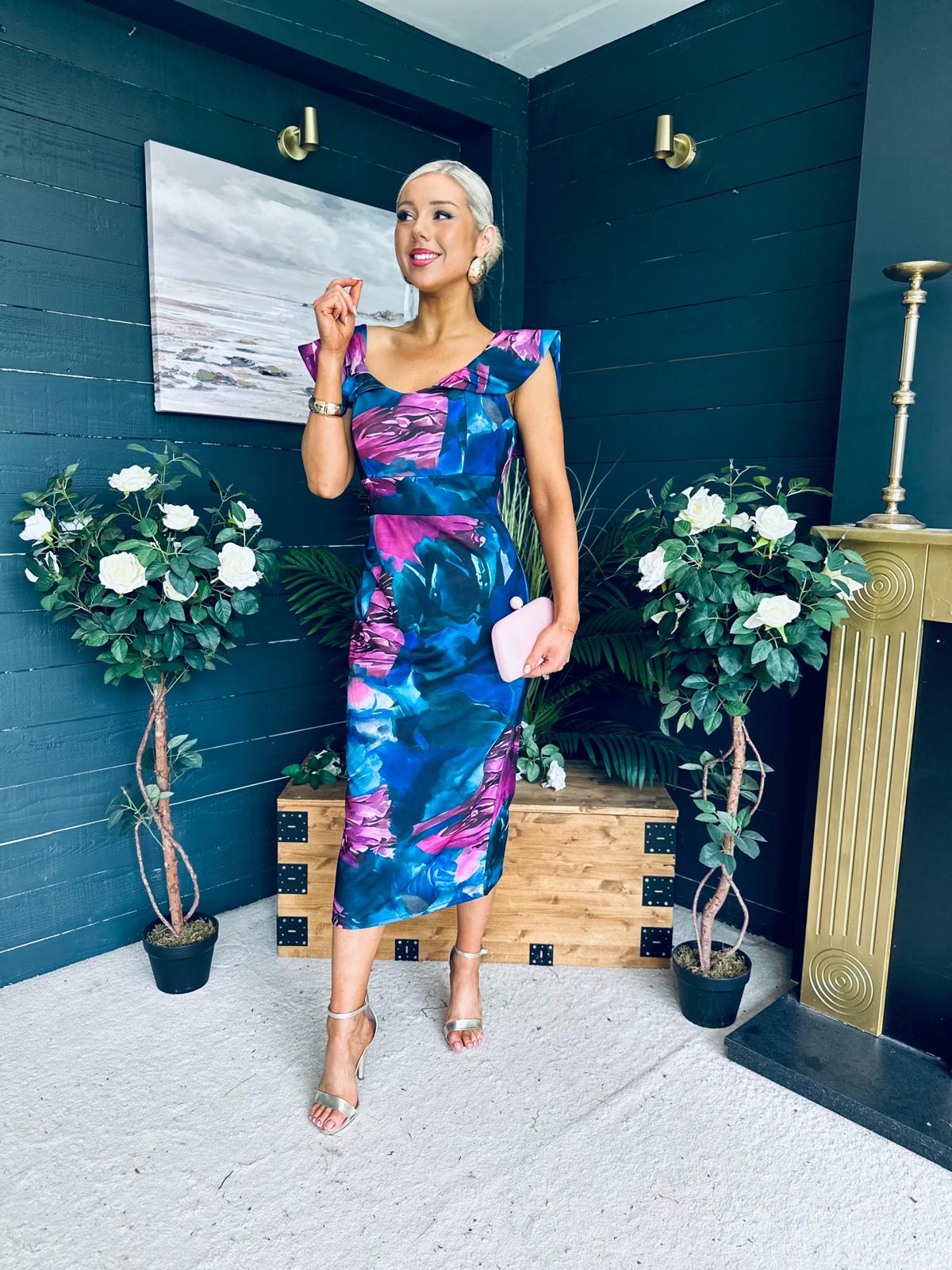 Jasmin Detailed Midi Dress Navy