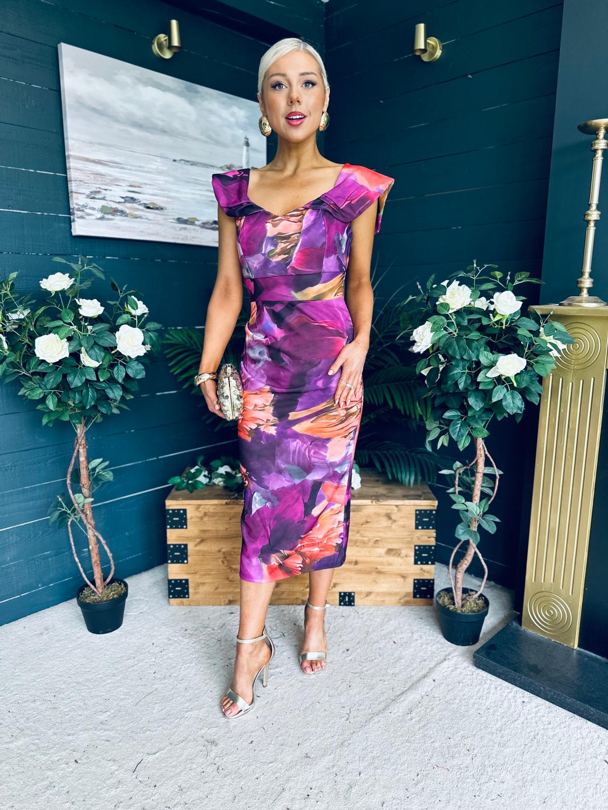Jasmin Detailed Midi Dress Violet