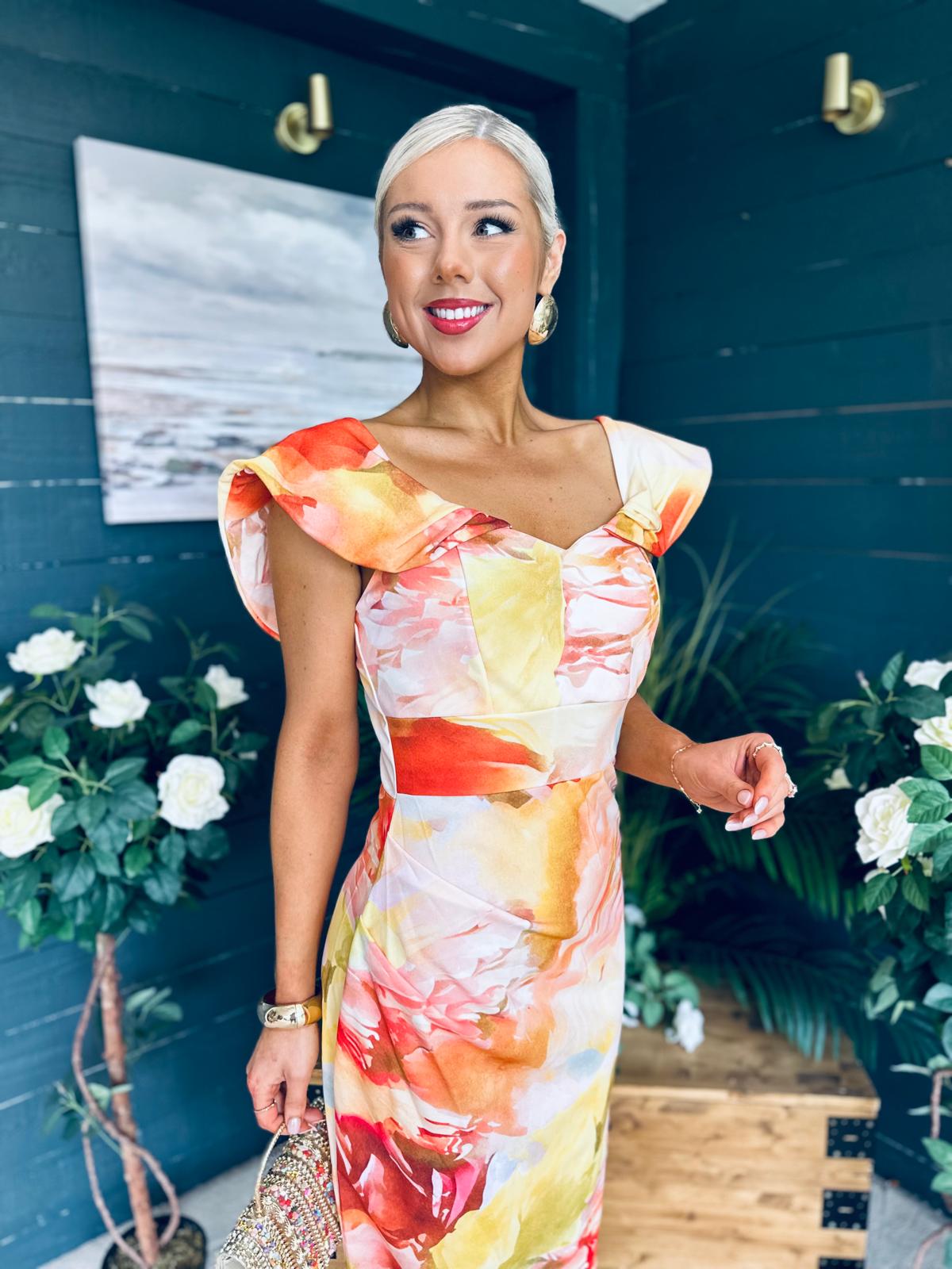 Jasmin Detailed Midi Dress Yellow