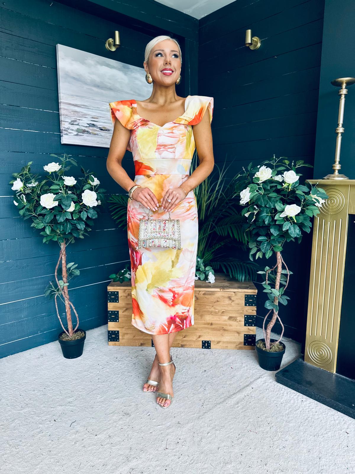Jasmin Detailed Midi Dress Yellow