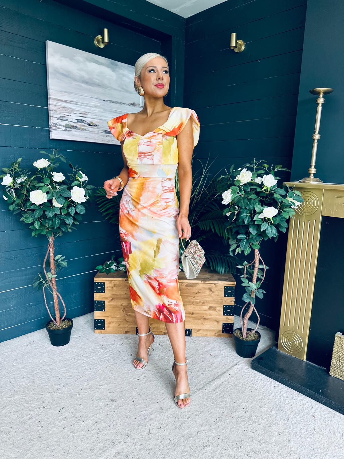 Jasmin Detailed Midi Dress Yellow