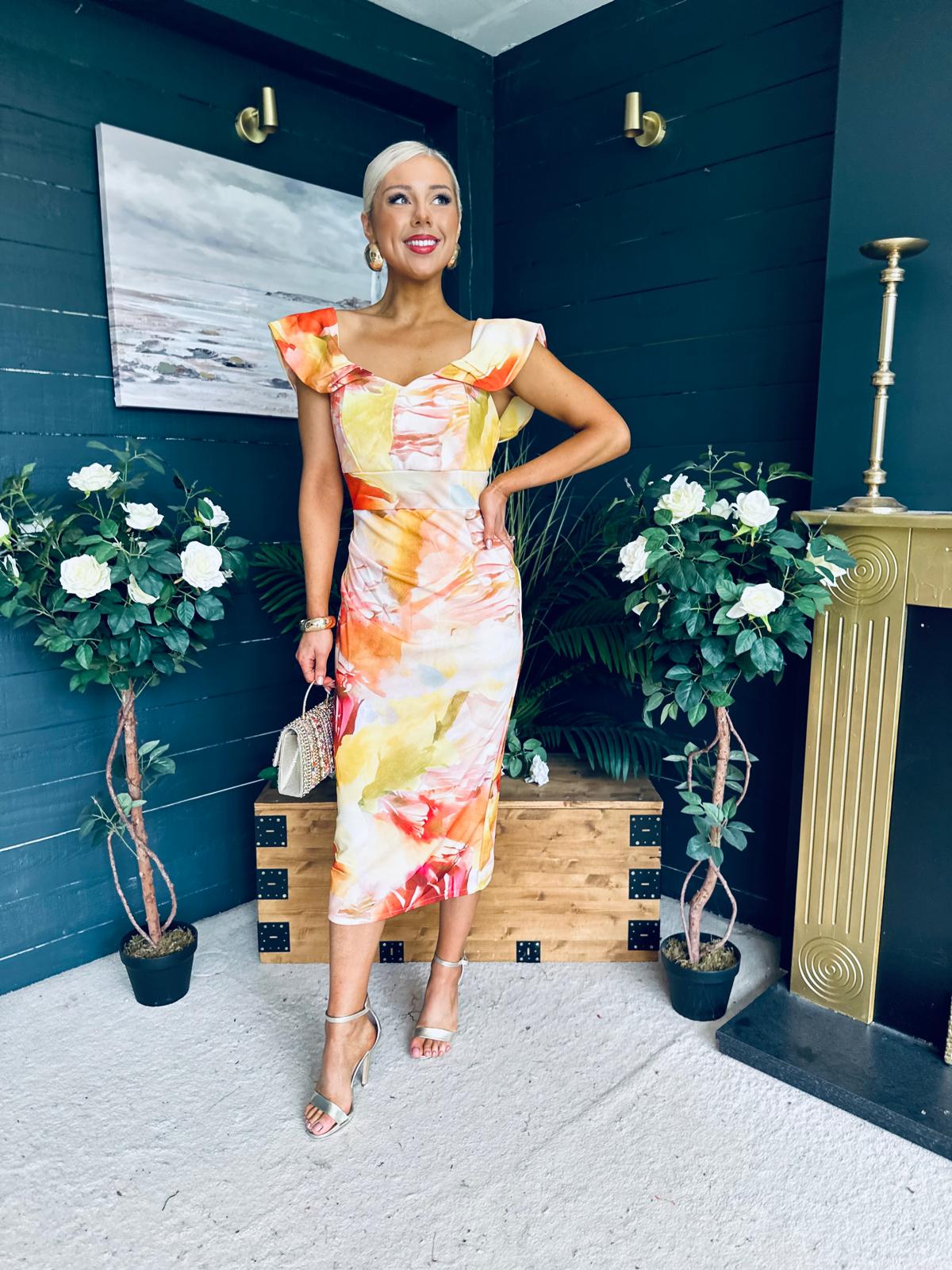 Jasmin Detailed Midi Dress Yellow