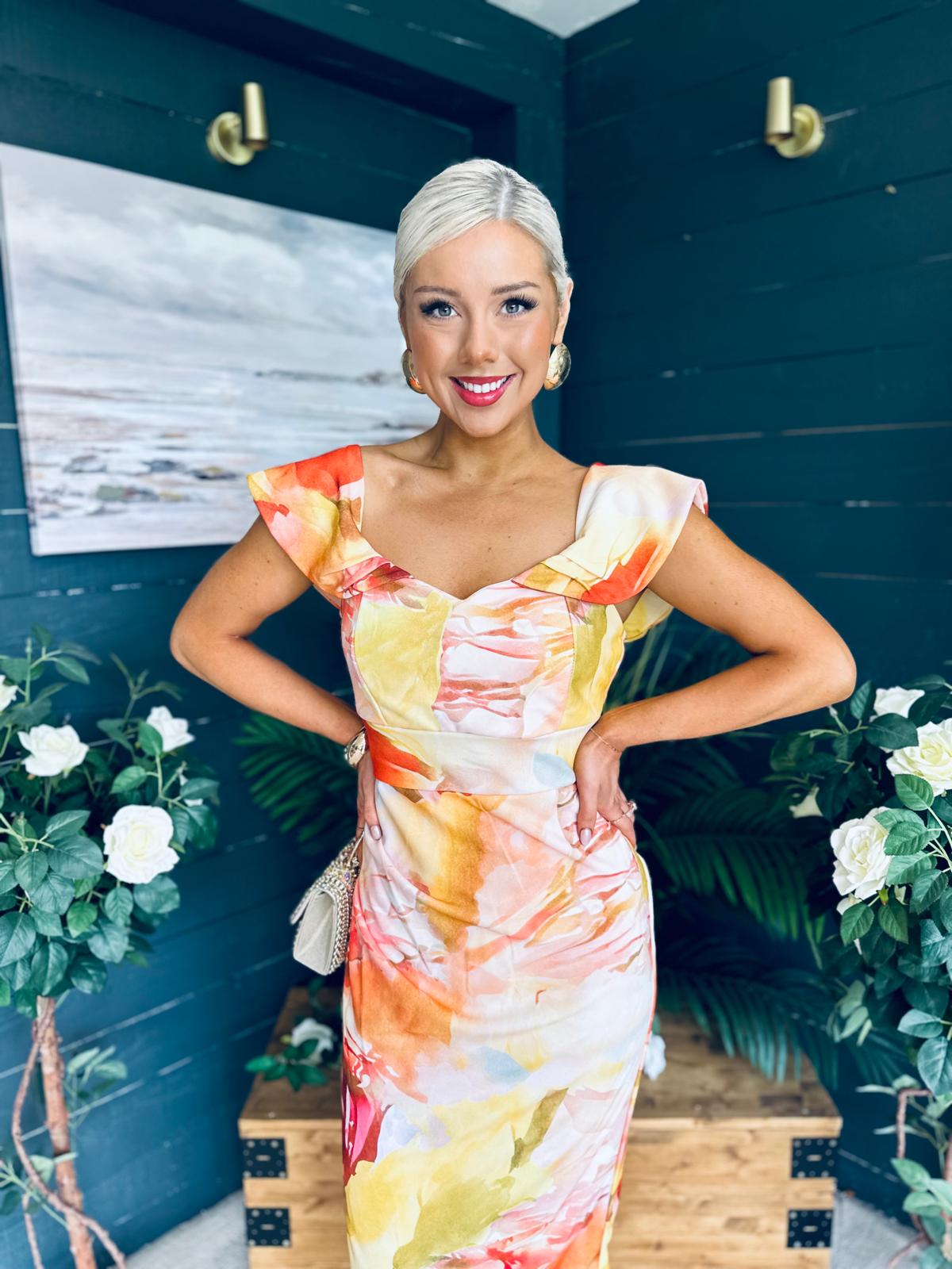 Jasmin Detailed Midi Dress Yellow
