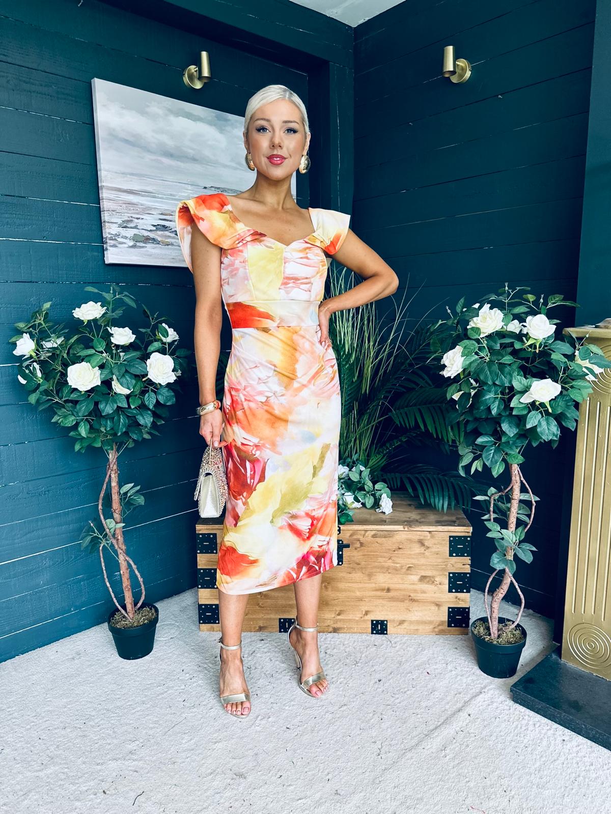 Jasmin Detailed Midi Dress Yellow