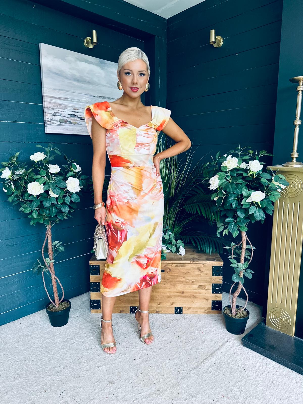 Jasmin Detailed Midi Dress Yellow