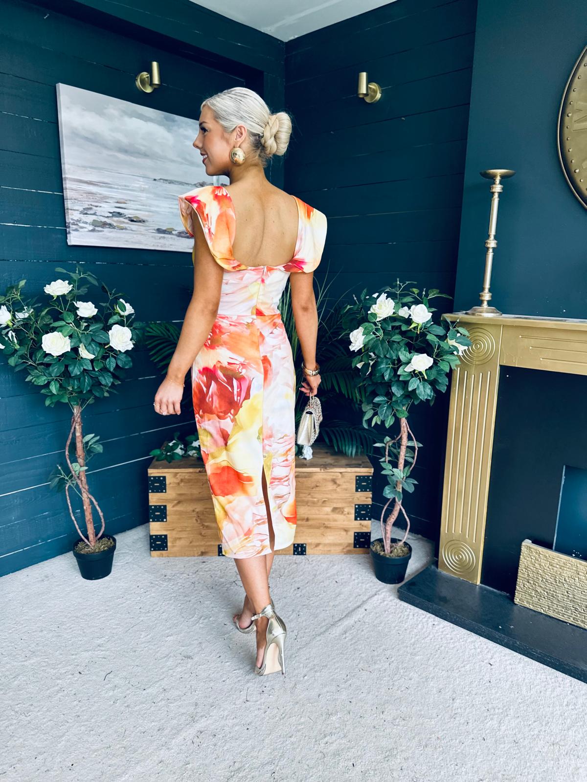 Jasmin Detailed Midi Dress Yellow
