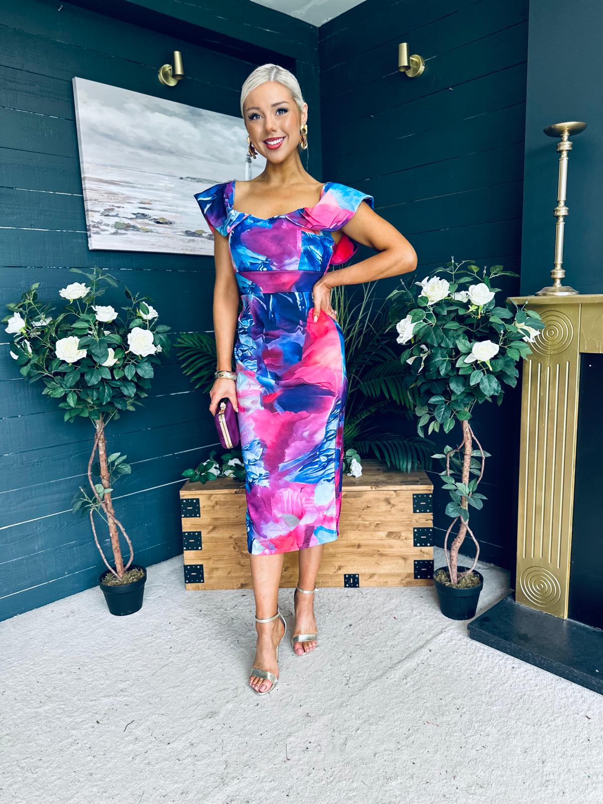 Jasmin Detailed Midi Dress Pink