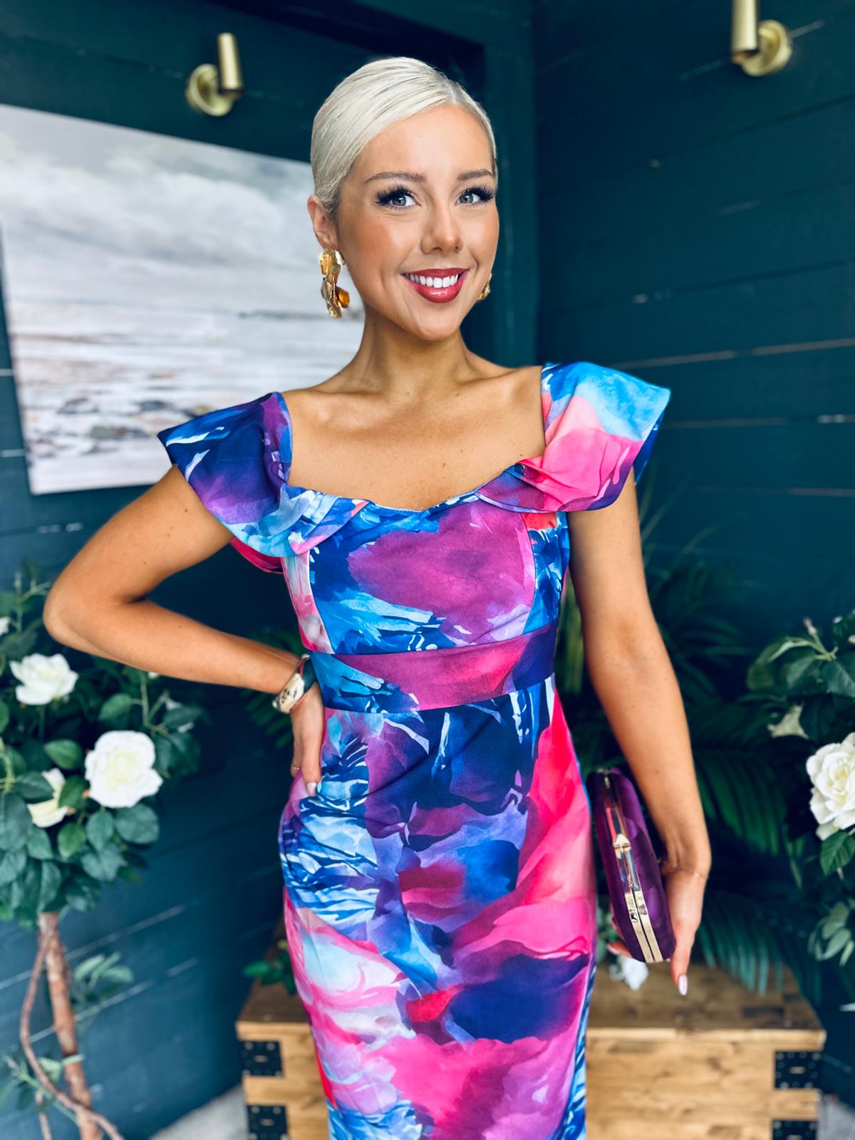 Jasmin Detailed Midi Dress Pink