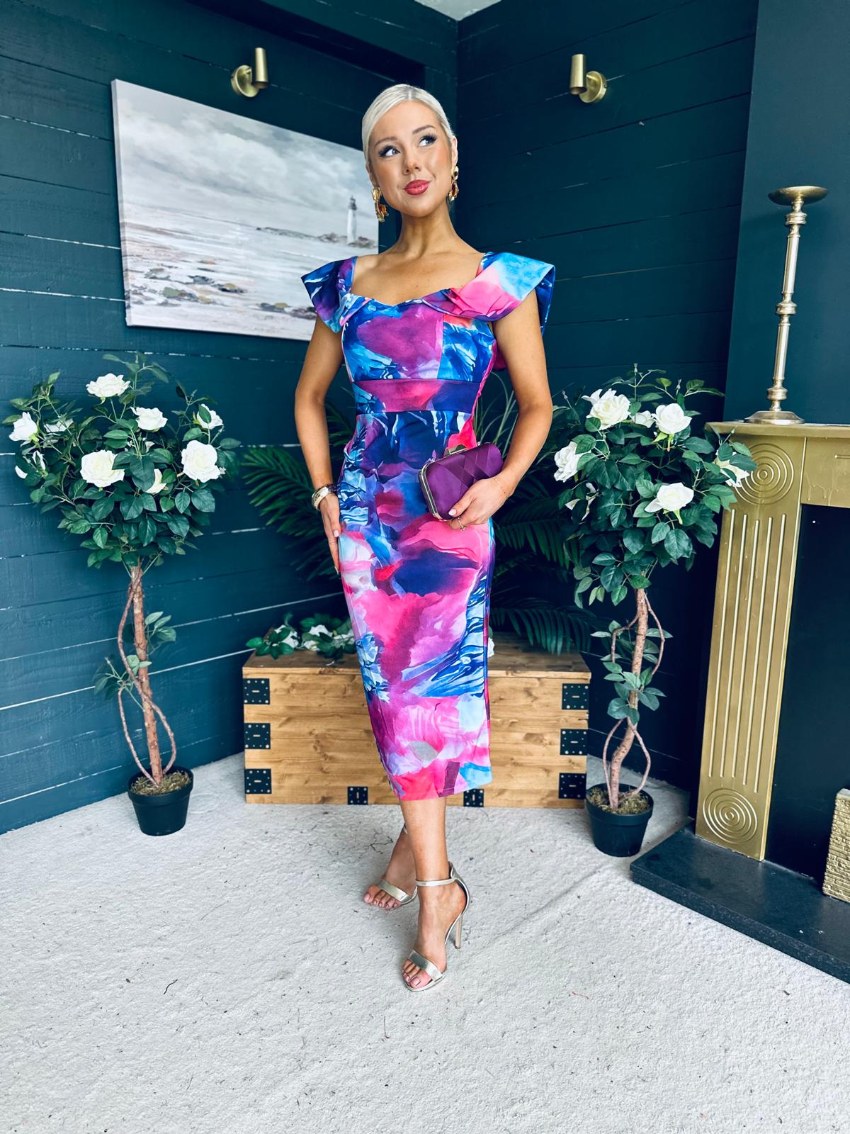 Jasmin Detailed Midi Dress Pink