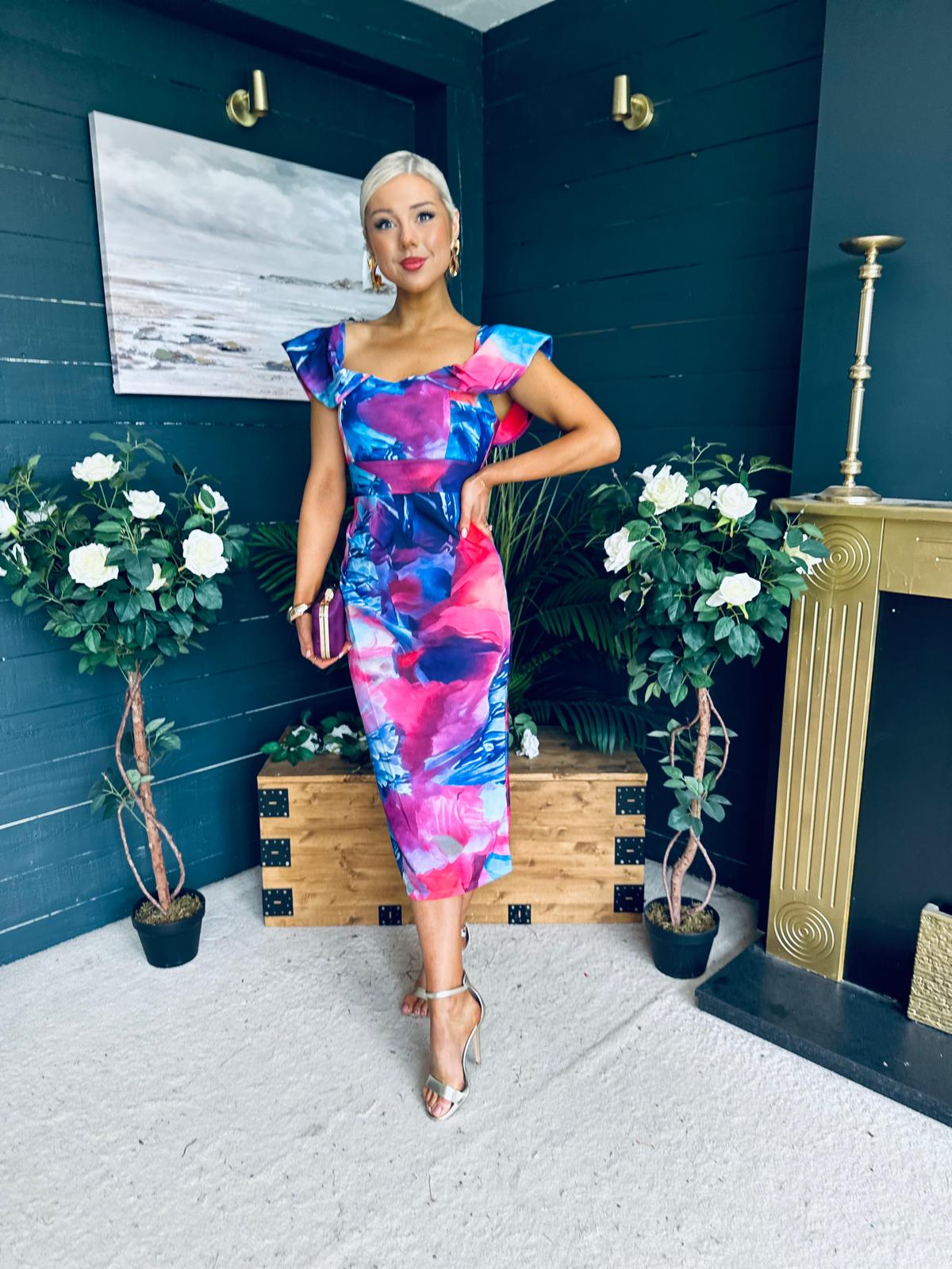 Jasmin Detailed Midi Dress Pink