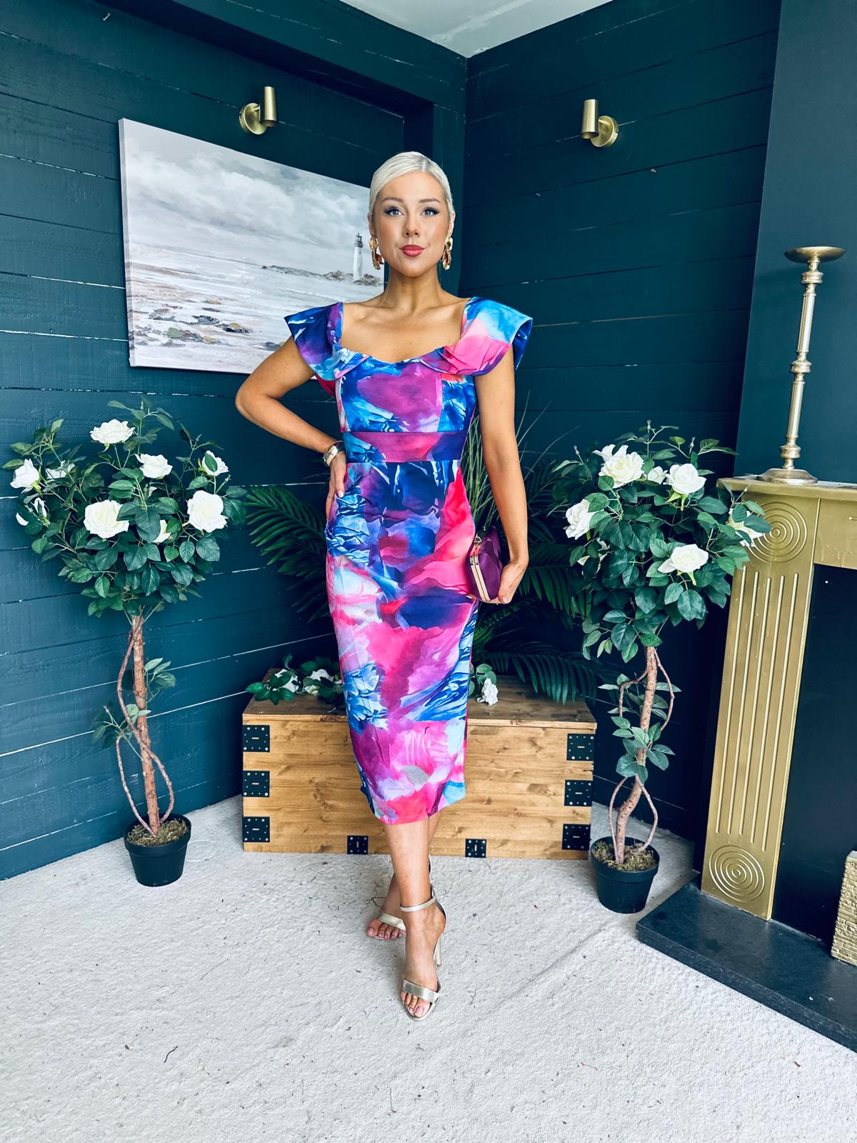 Jasmin Detailed Midi Dress Pink