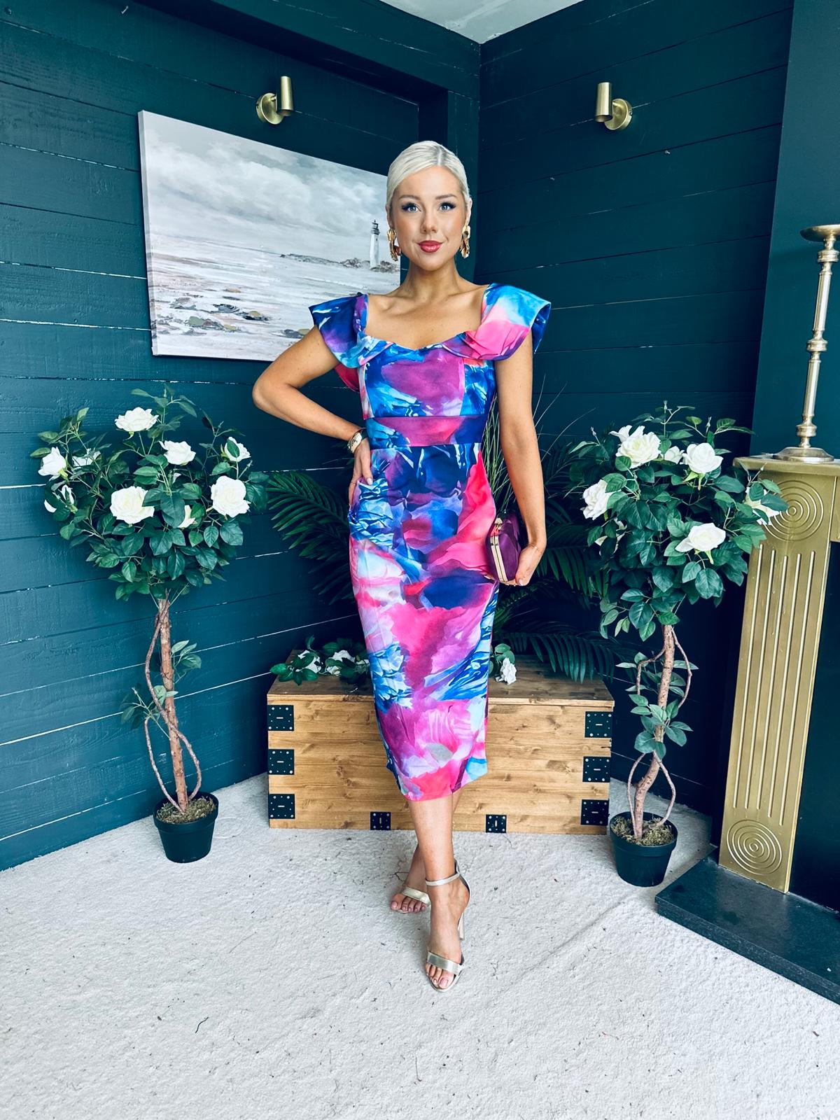 Jasmin Detailed Midi Dress Pink
