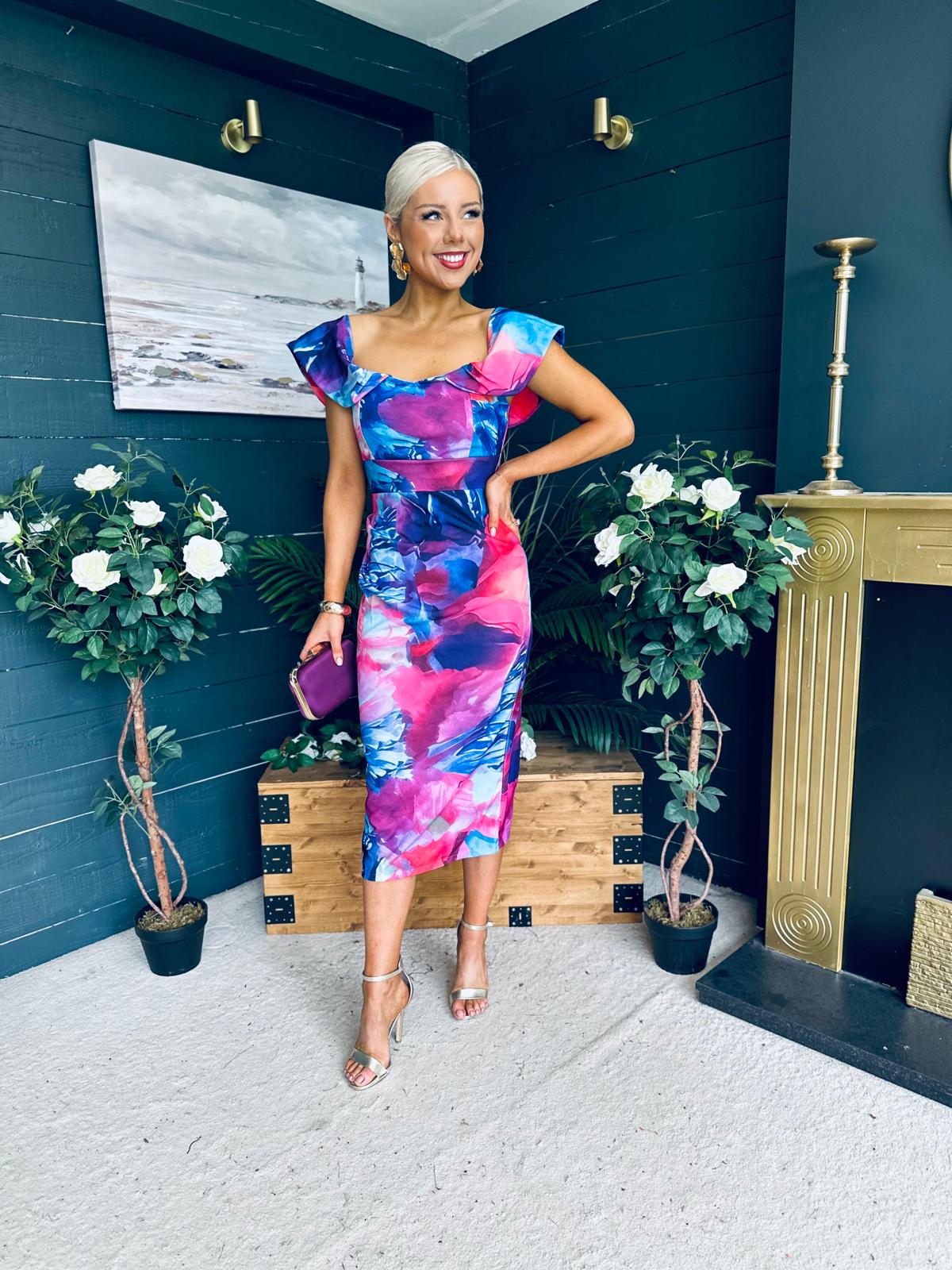 Jasmin Detailed Midi Dress Pink