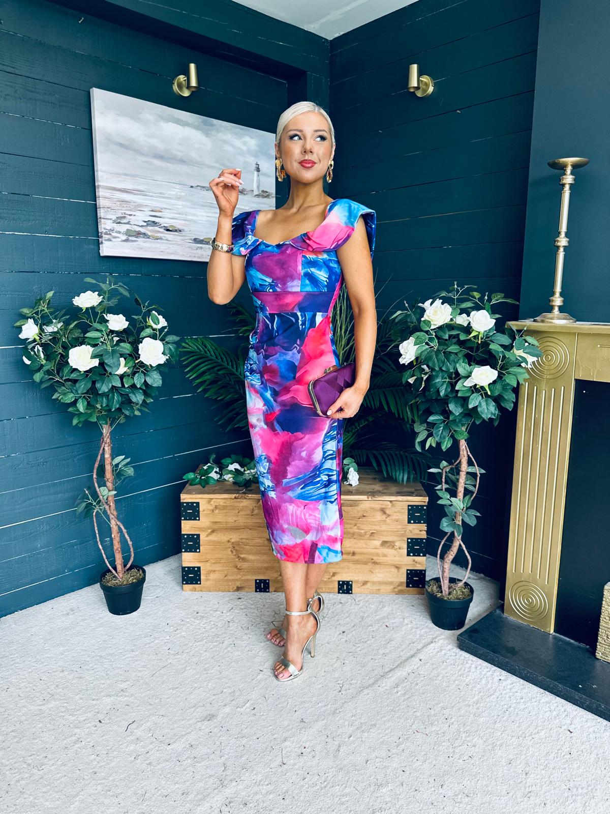 Jasmin Detailed Midi Dress Pink