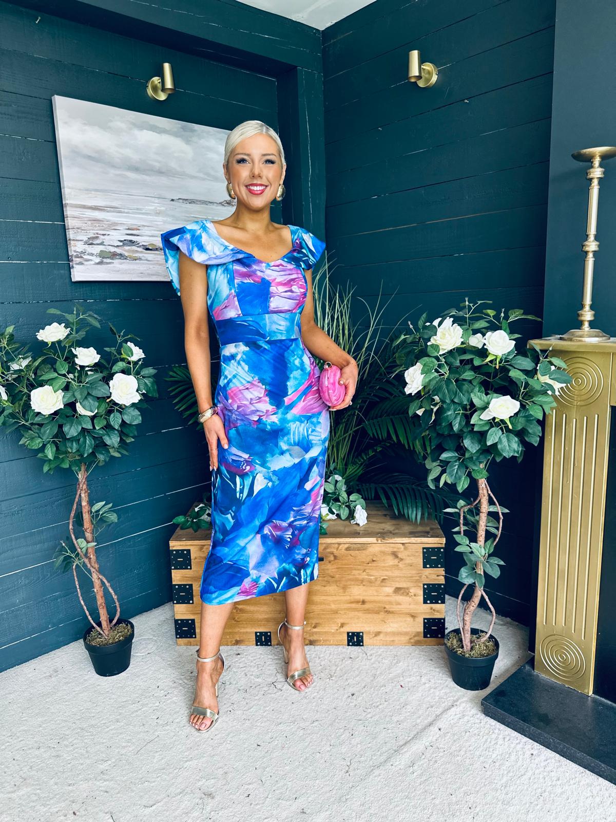 Jasmin Detailed Midi Dress Blue