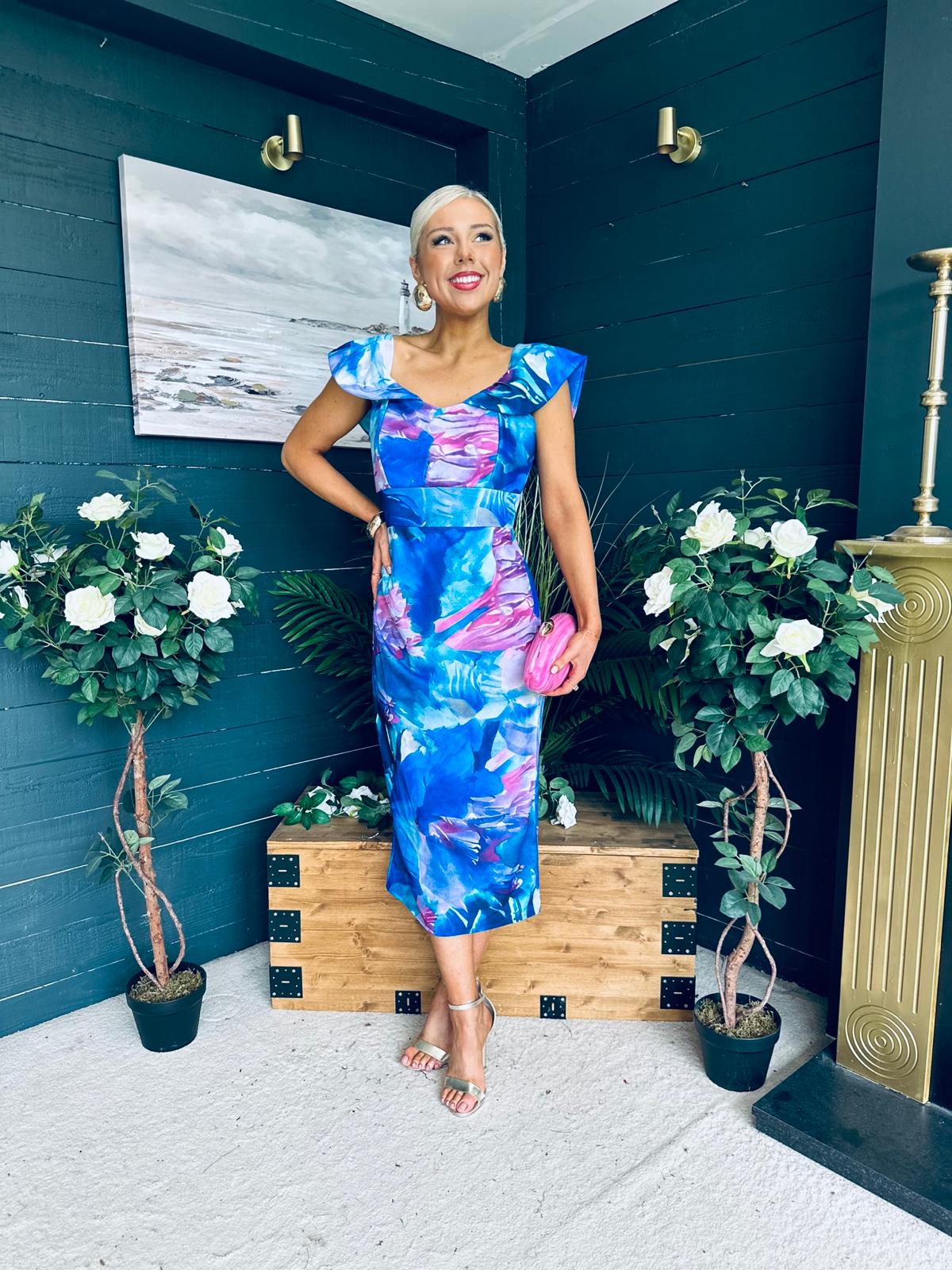 Jasmin Detailed Midi Dress Blue