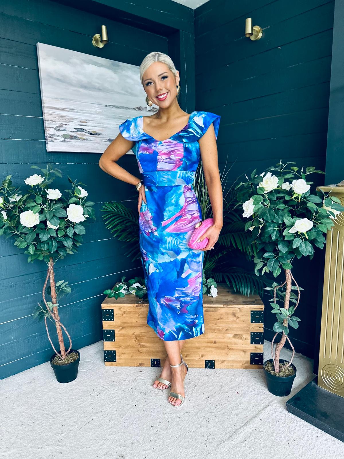 Jasmin Detailed Midi Dress Blue