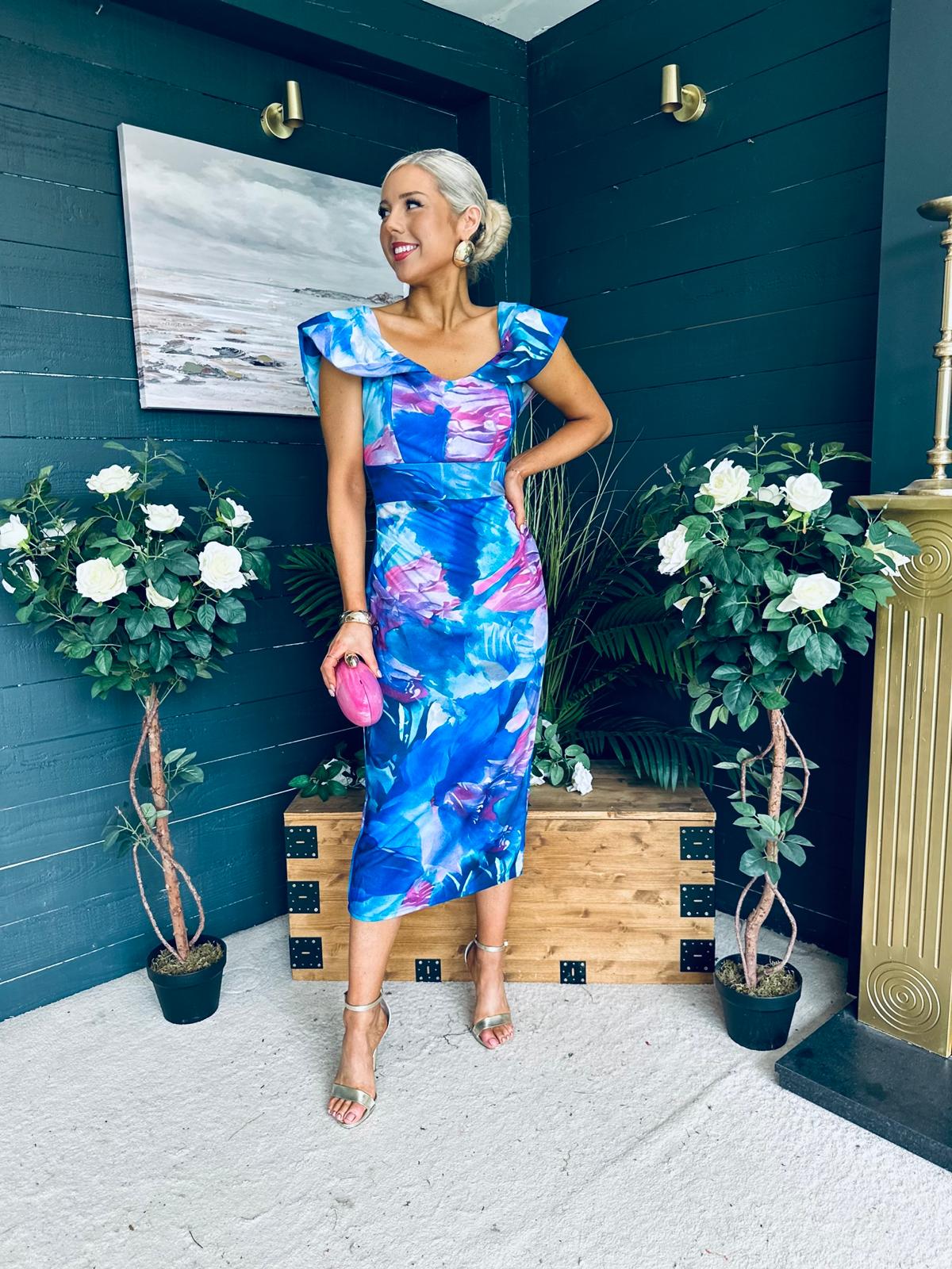 Jasmin Detailed Midi Dress Blue