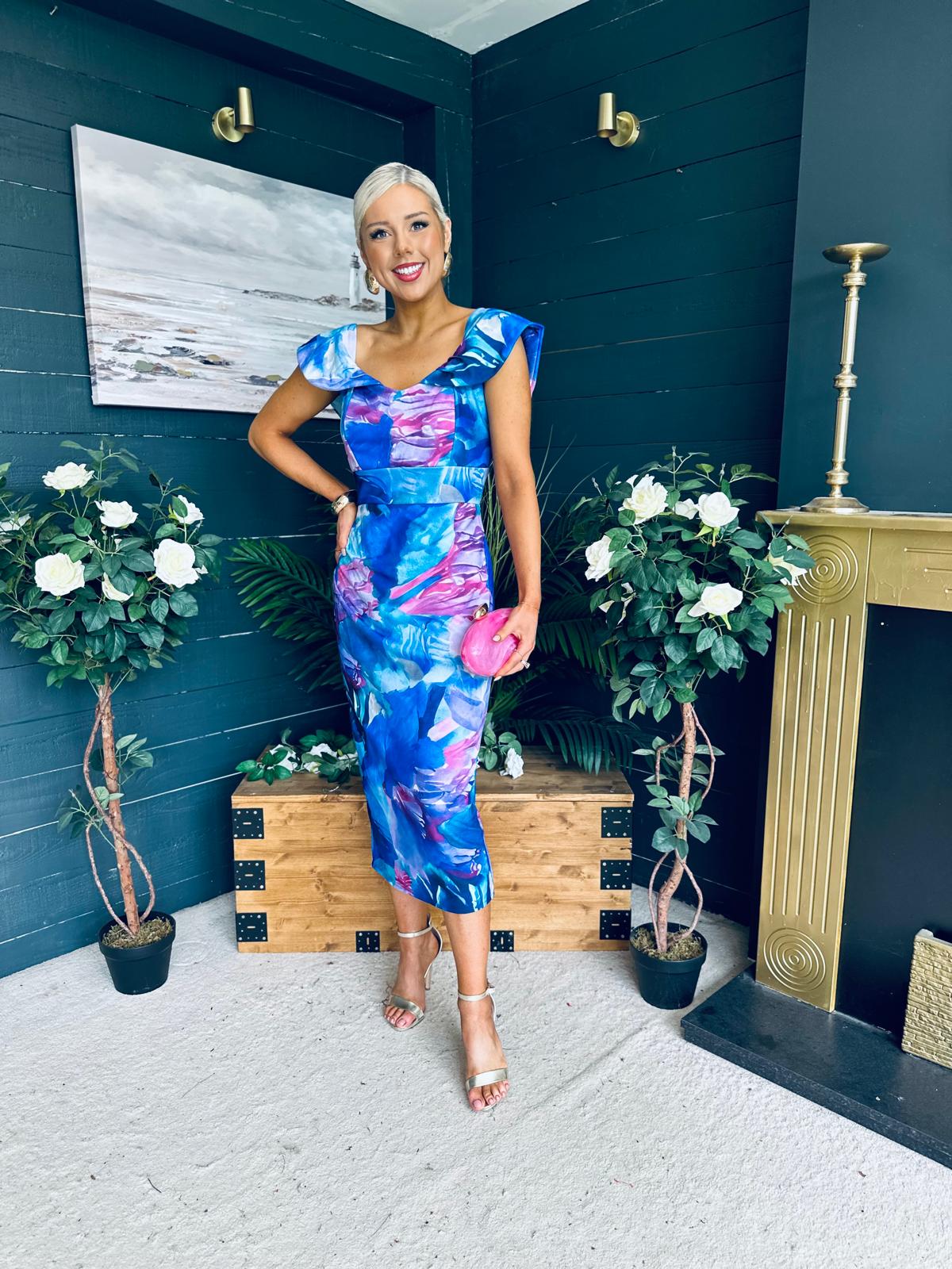 Jasmin Detailed Midi Dress Blue