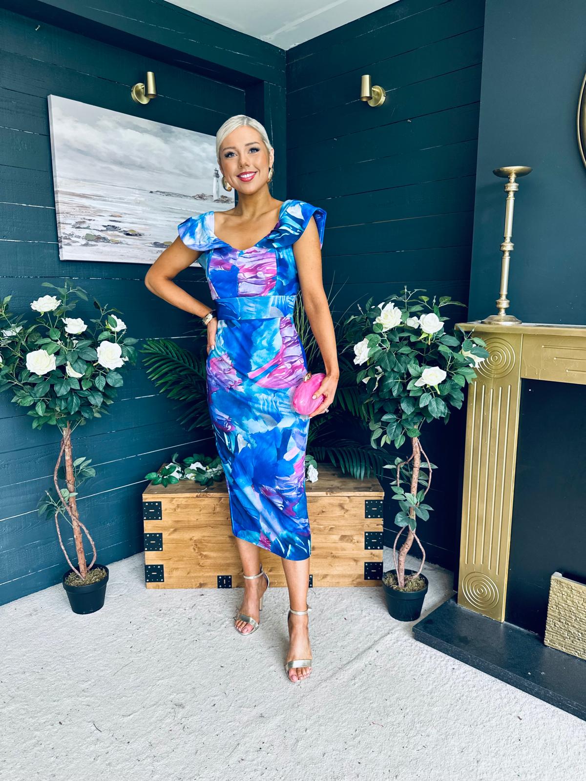 Jasmin Detailed Midi Dress Blue