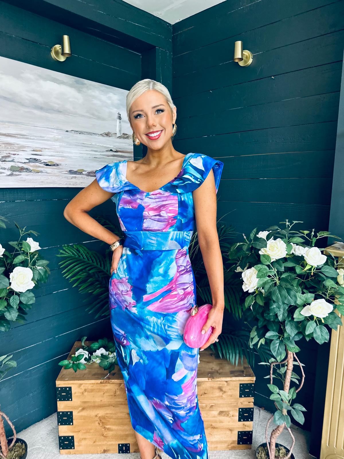 Jasmin Detailed Midi Dress Blue