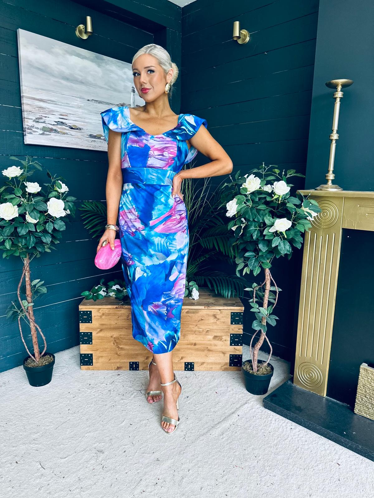 Jasmin Detailed Midi Dress Blue