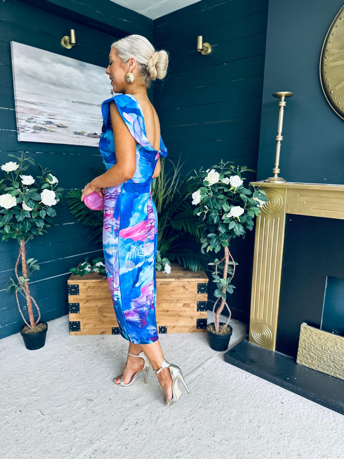 Jasmin Detailed Midi Dress Blue
