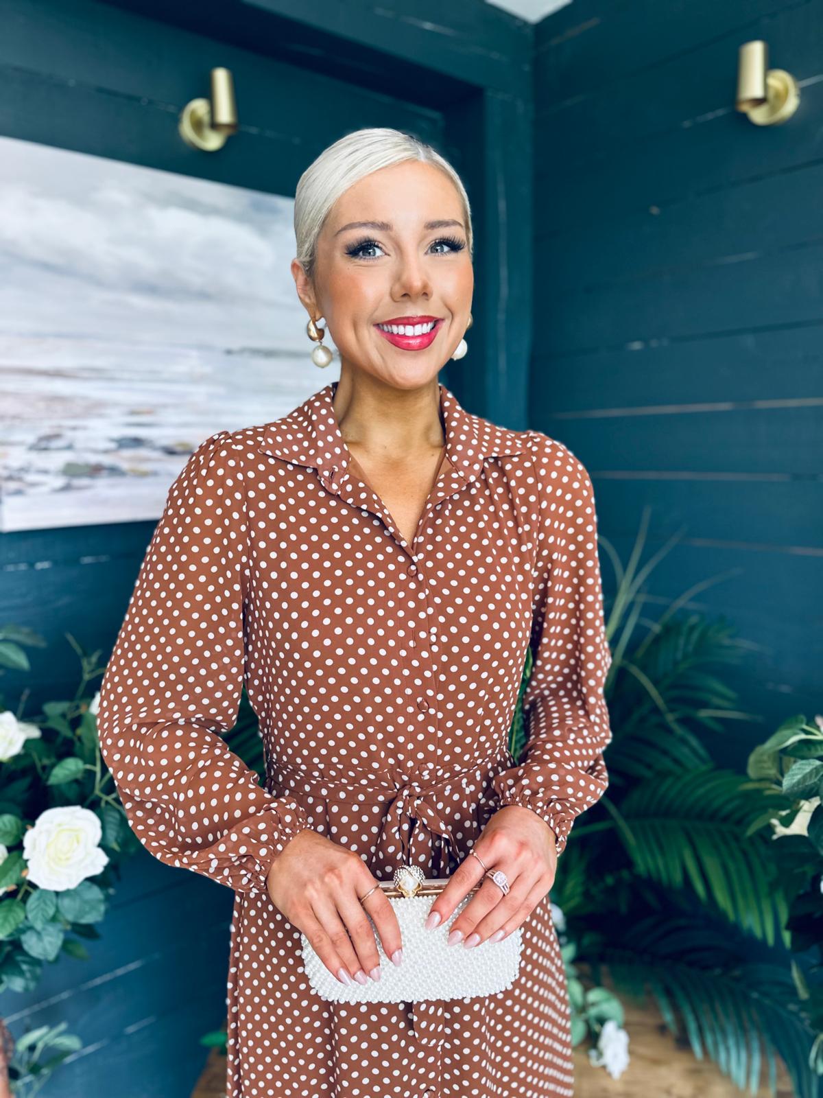 Kaya Print Midi Shirt Dress Polka Coco