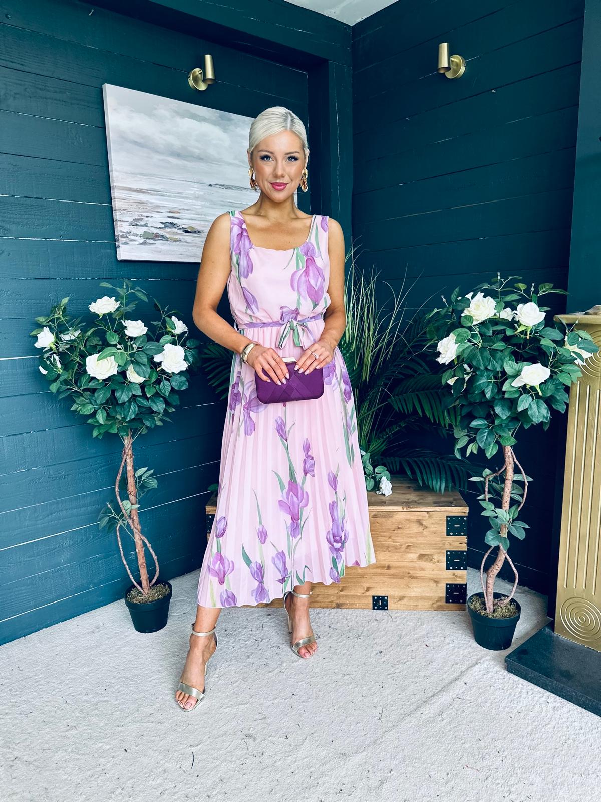 Bronagh Detailed Midi Dress Floral Pink