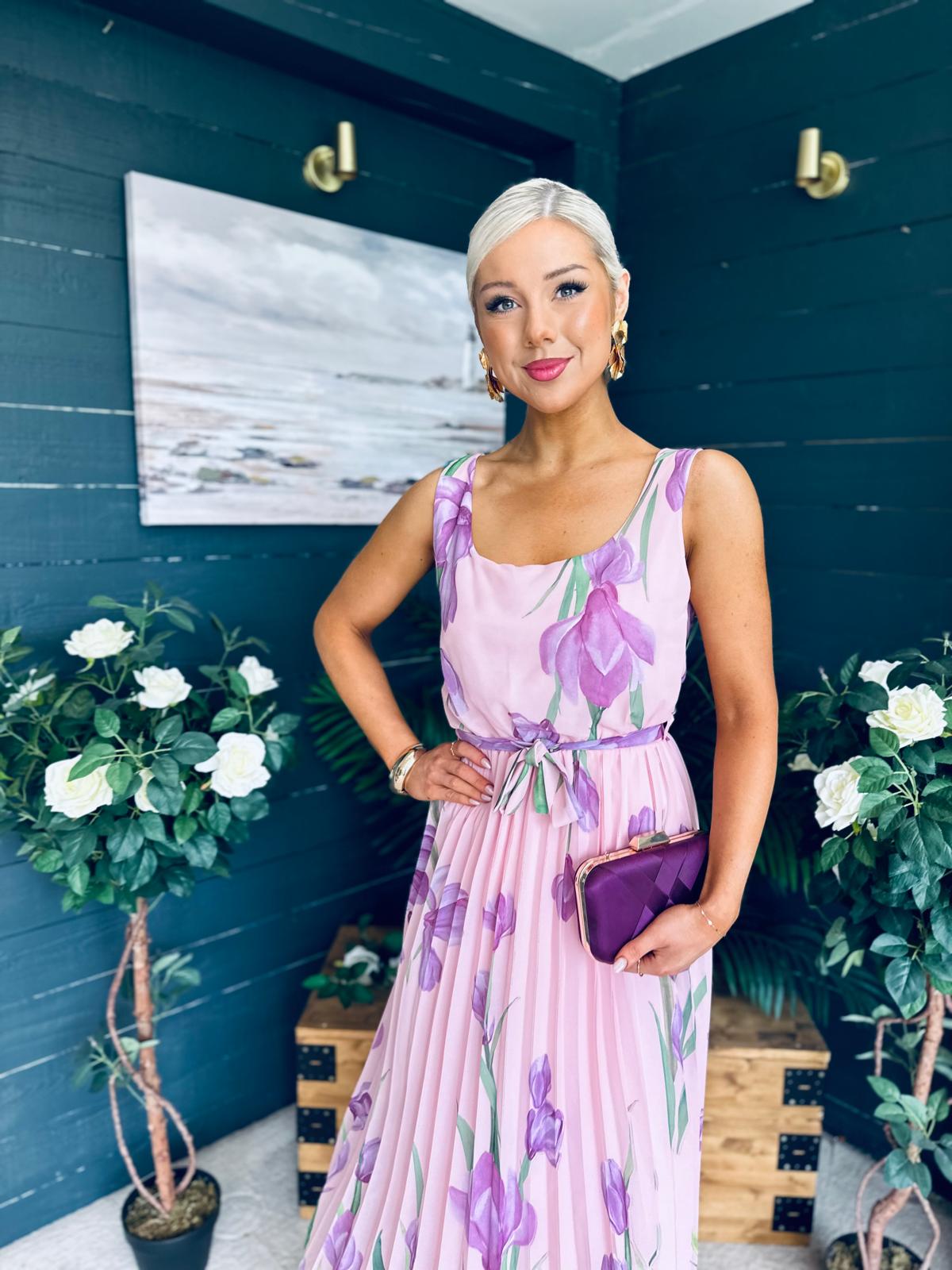 Bronagh Detailed Midi Dress Floral Pink