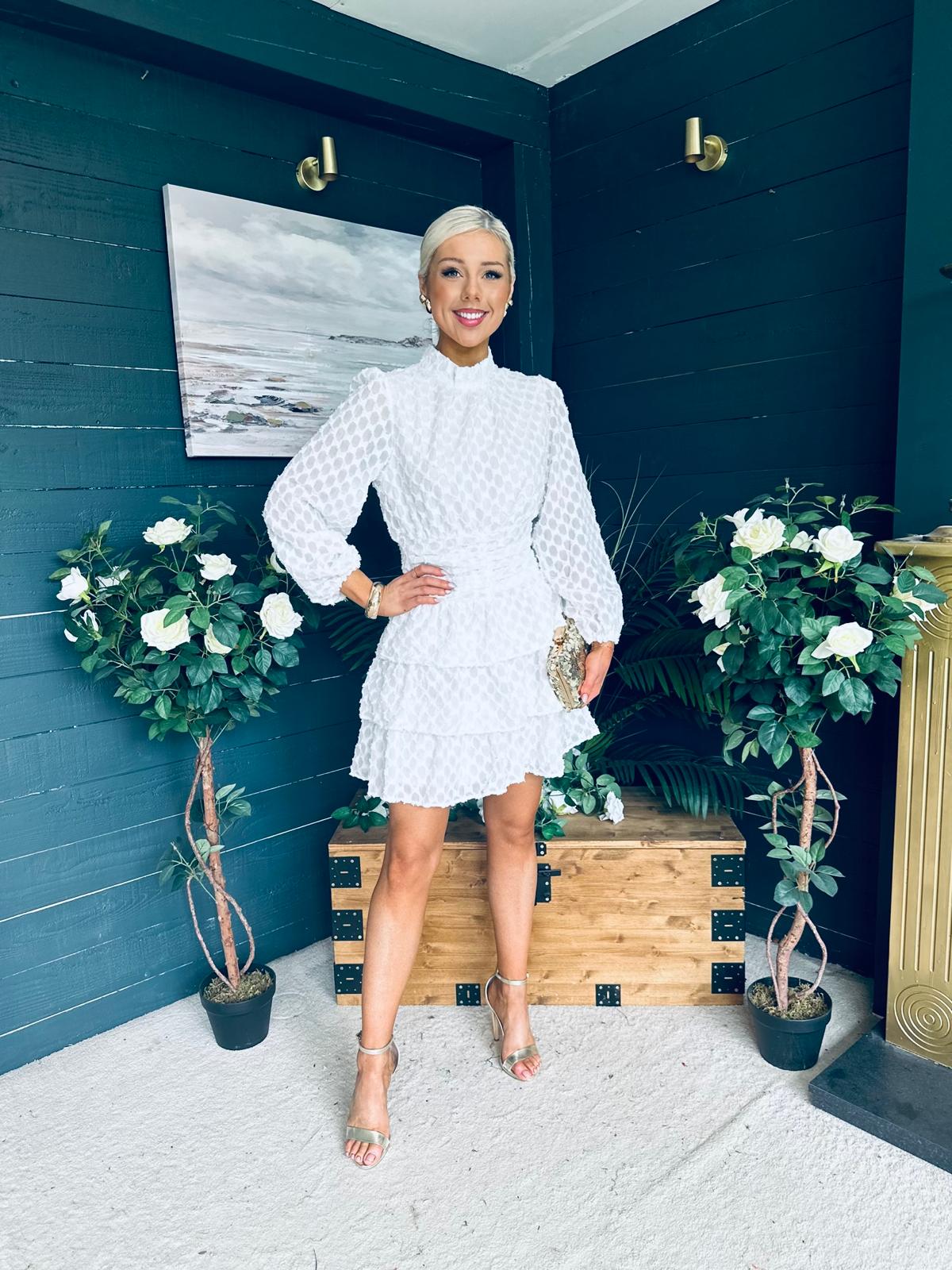 Silvia Banded Mini Dress White