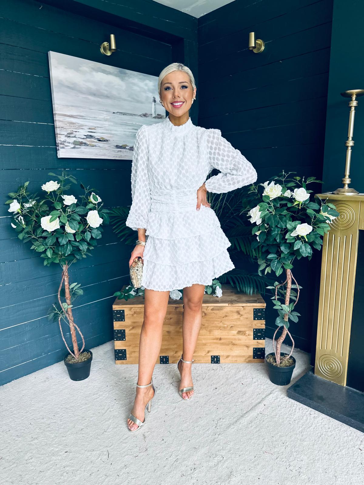 Silvia Banded Mini Dress White