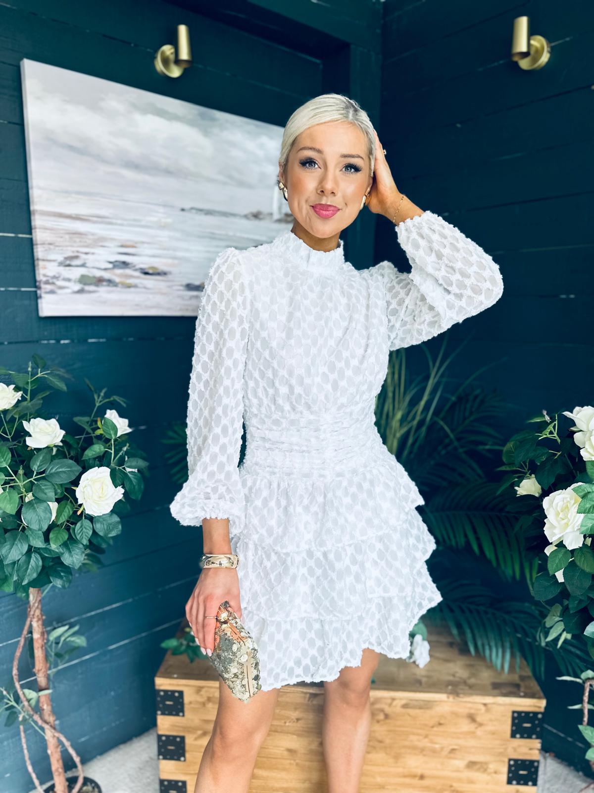 Silvia Banded Mini Dress White
