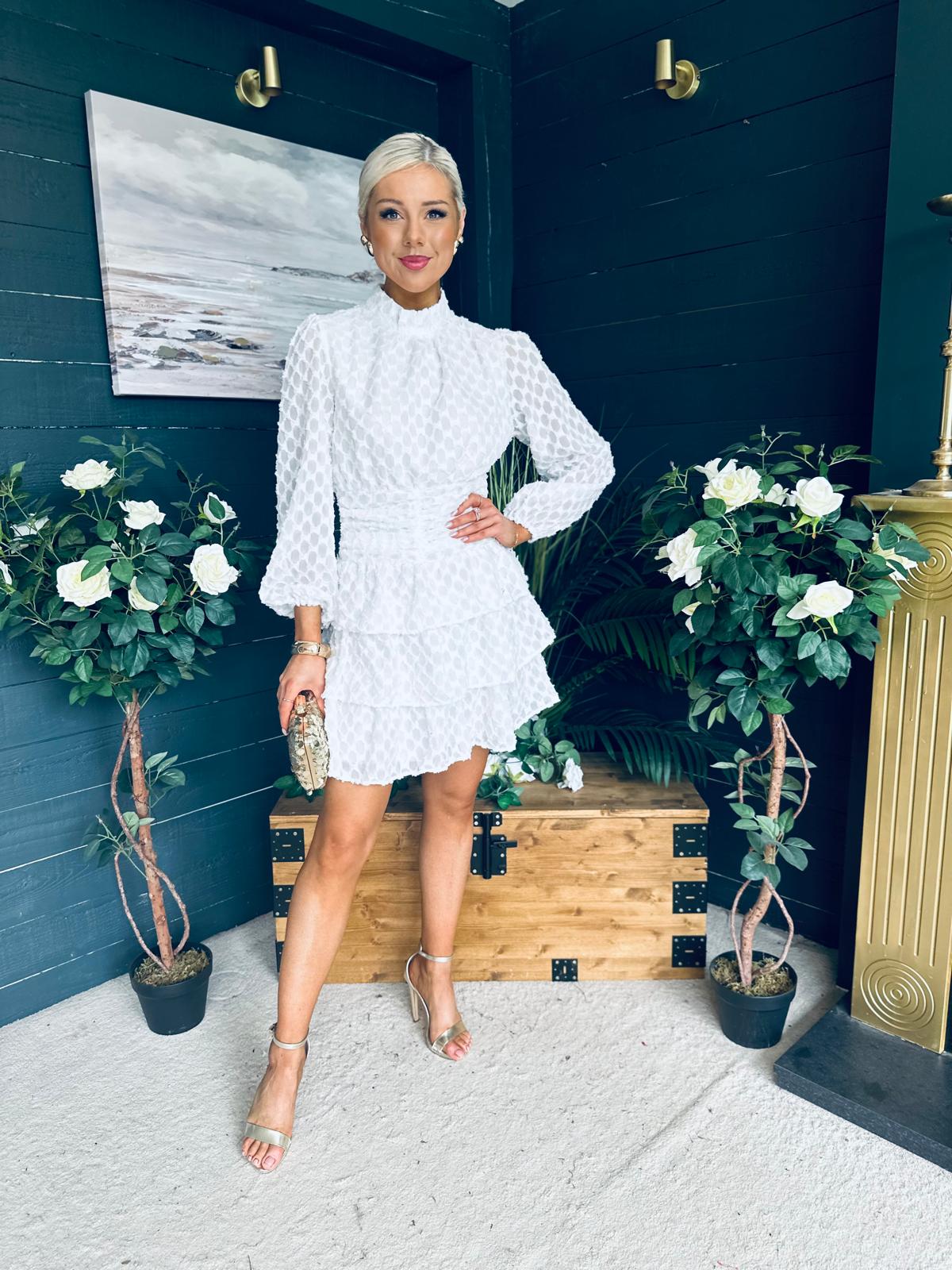 Silvia Banded Mini Dress White