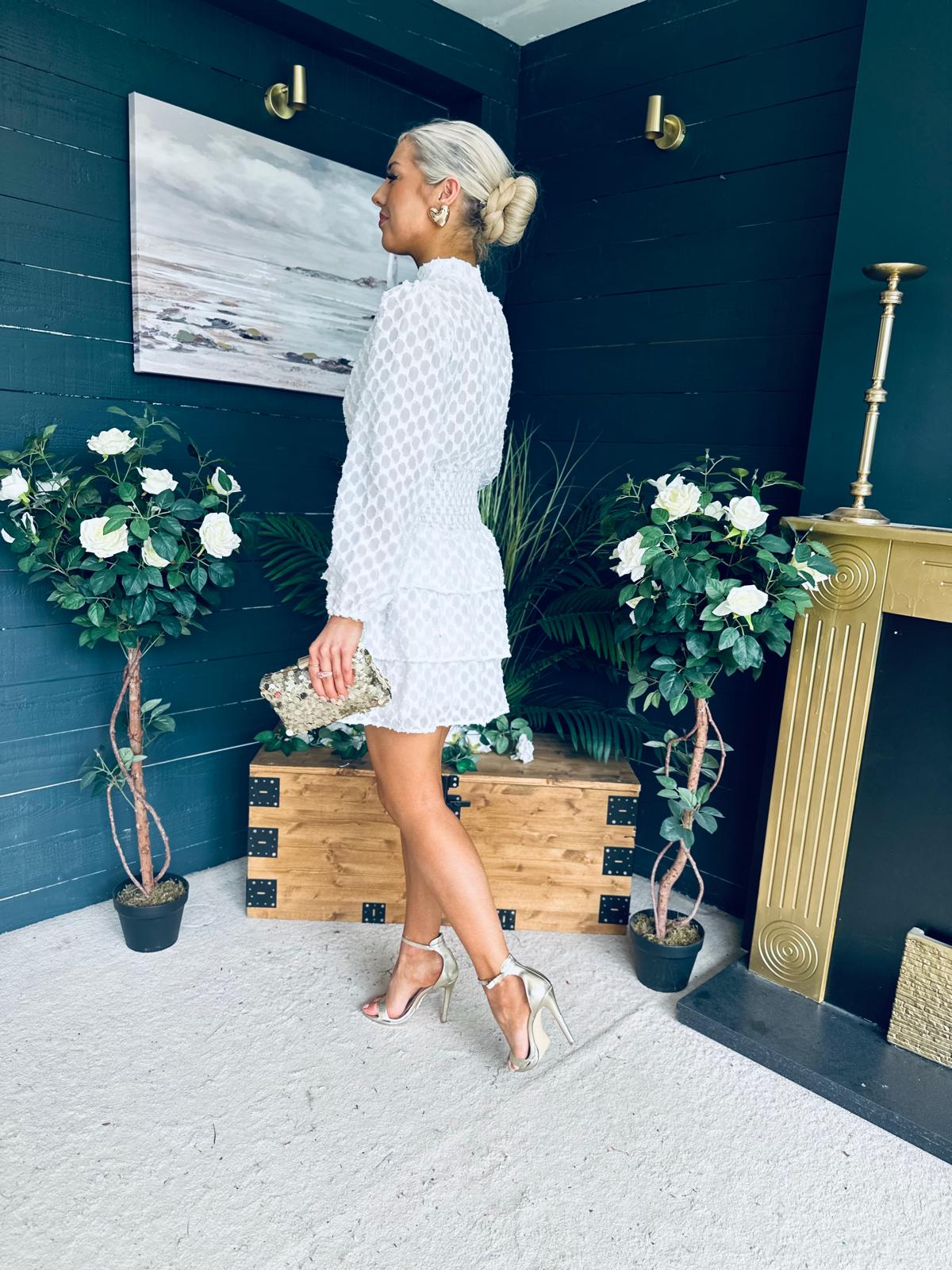 Silvia Banded Mini Dress White