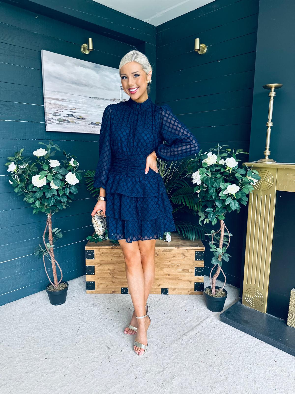 Silvia Banded Mini Dress Navy