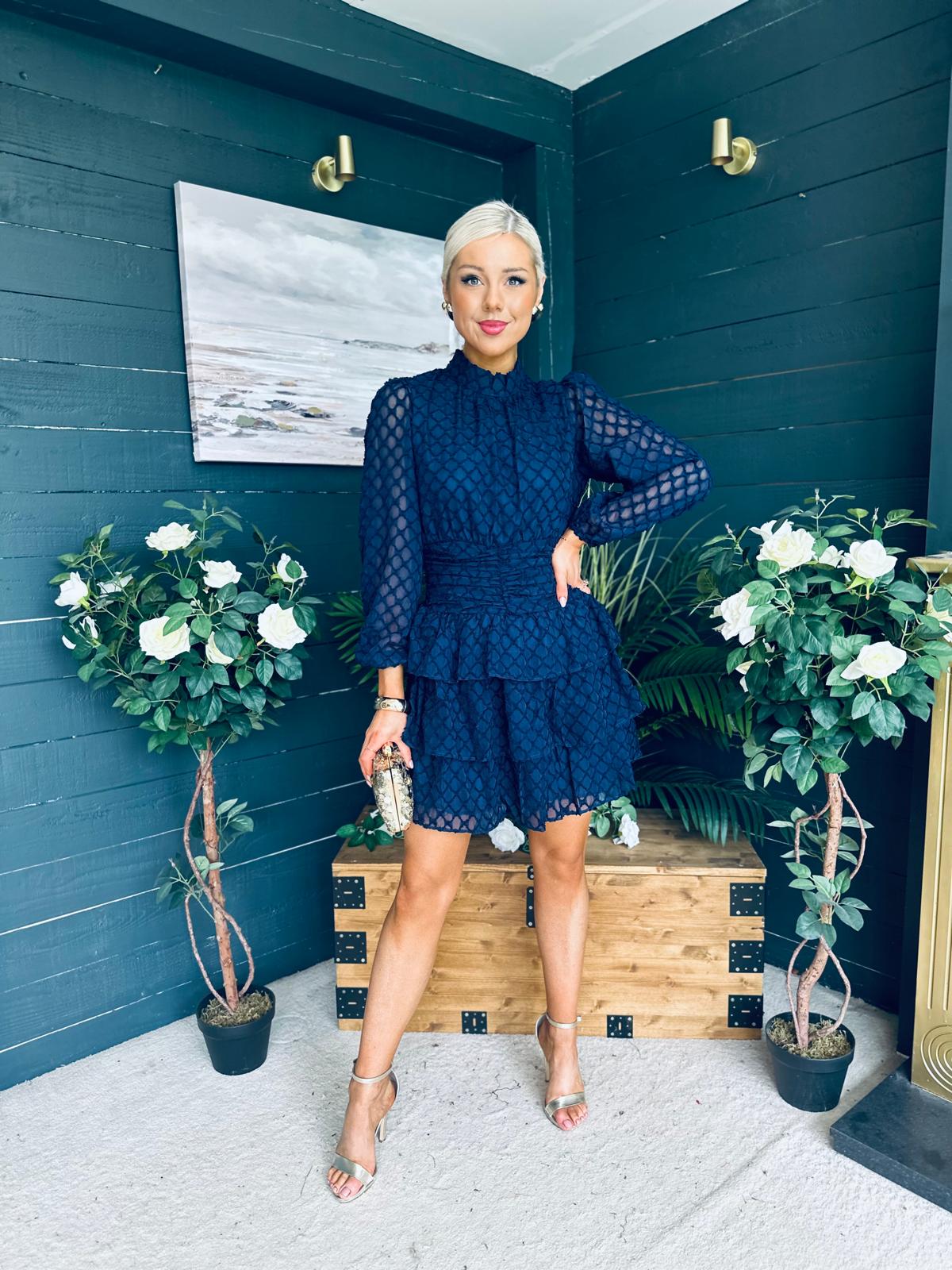Silvia Banded Mini Dress Navy