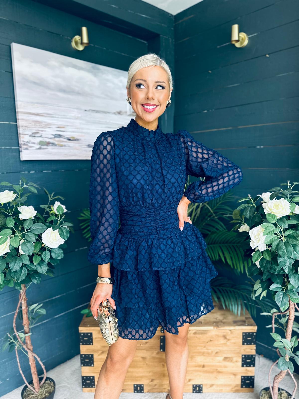 Silvia Banded Mini Dress Navy