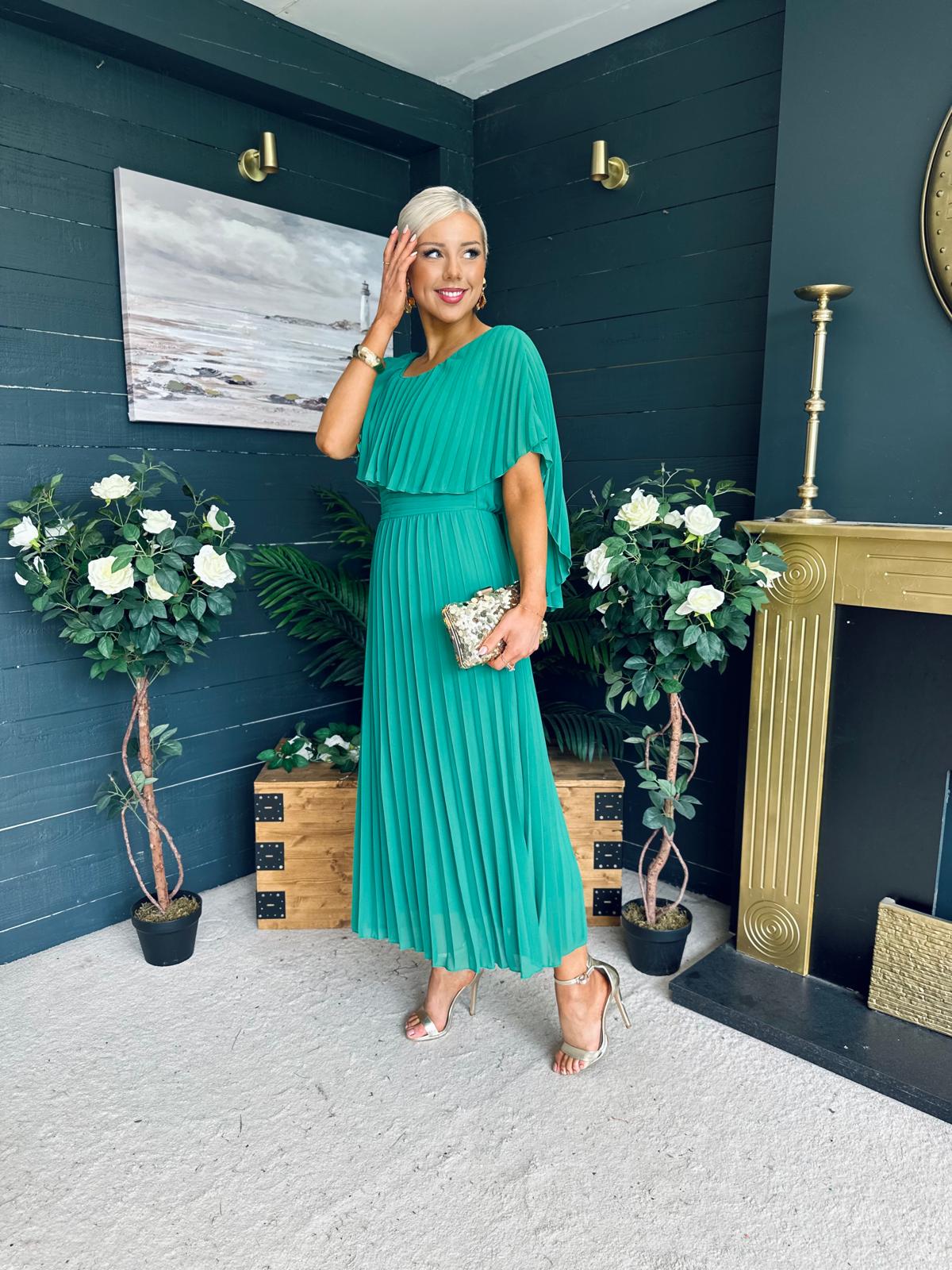 Muireann Cape Detail Midi Dress Green