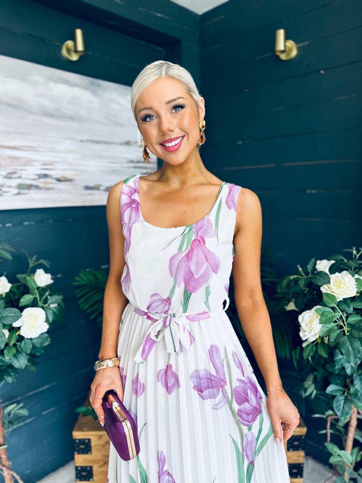 Bronagh Detailed Midi Dress Floral Cream